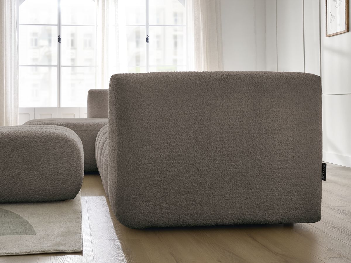 Bobochic Talia Ecksofa mit Pouf Bouclé-Stoff Braun Ecke links