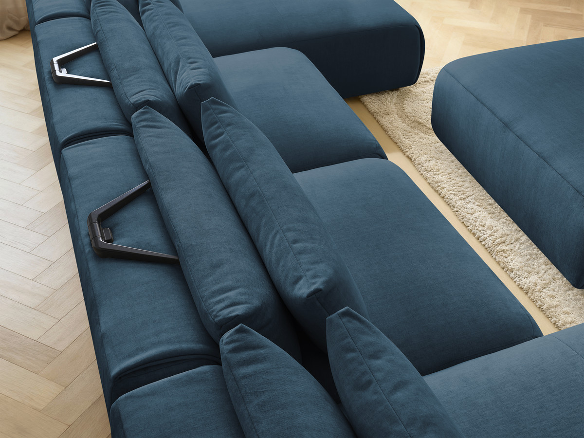 Bobochic Jana Wohnlandschaft mit großem Pouf Samt Blau