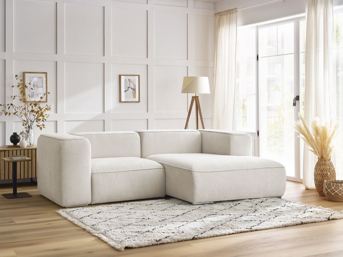 Bobochic Zephyr Ecksofa 260 × 165 cm Strukturstoff Weiß Ecke rechts