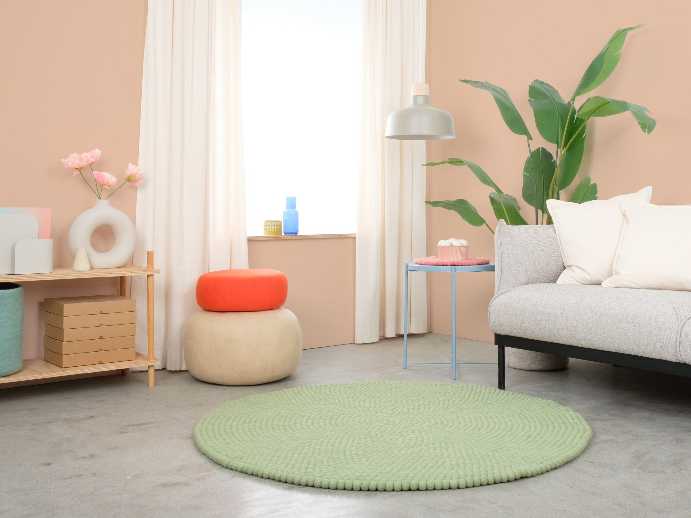 myfelt Lasse Filzkugelteppich Hellgrün rund Ø 50 cm