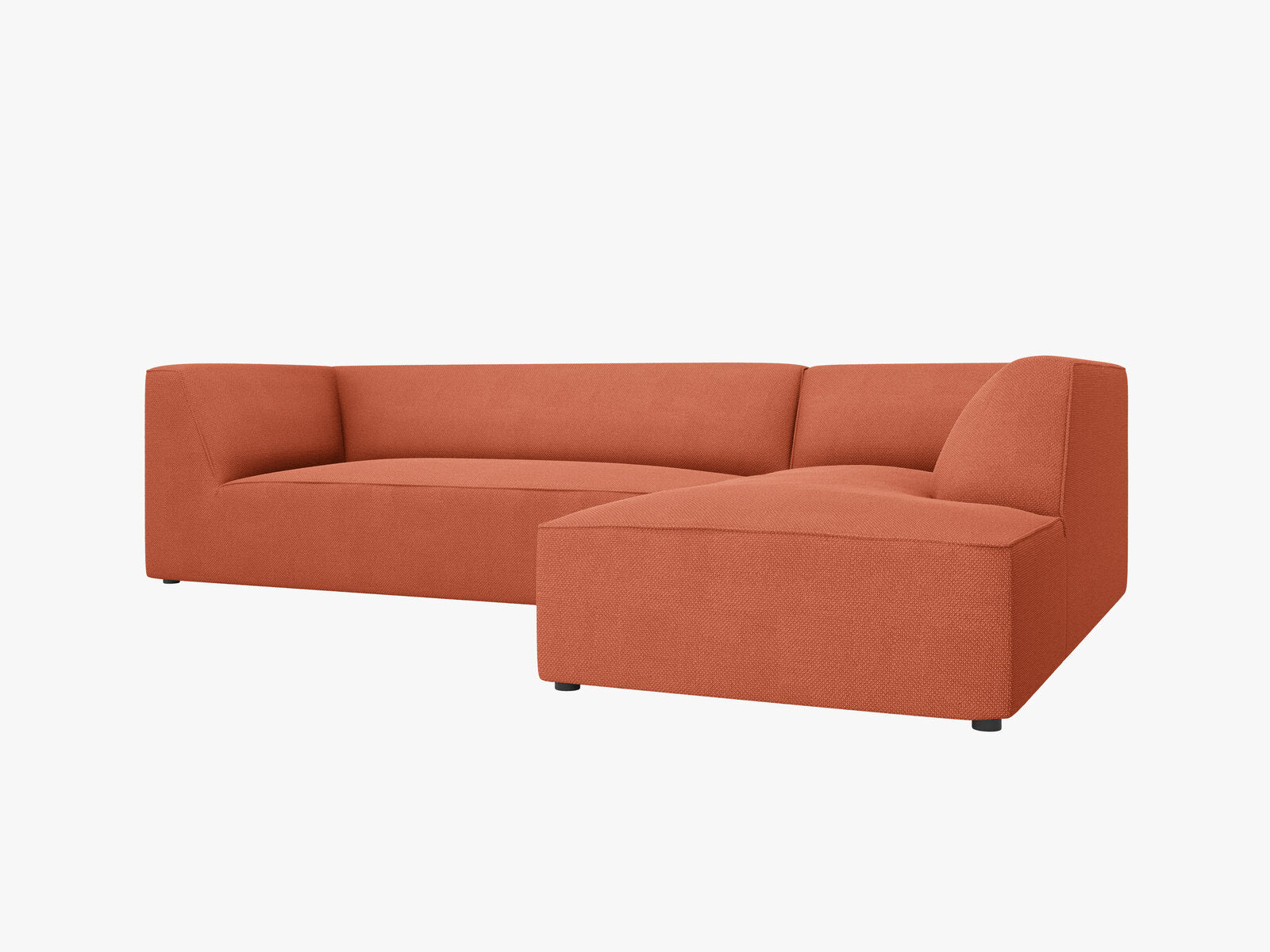 Micadoni 4-Sitzer Modular Sofa Ruby Rechts Strukturierter Stoff Koralle