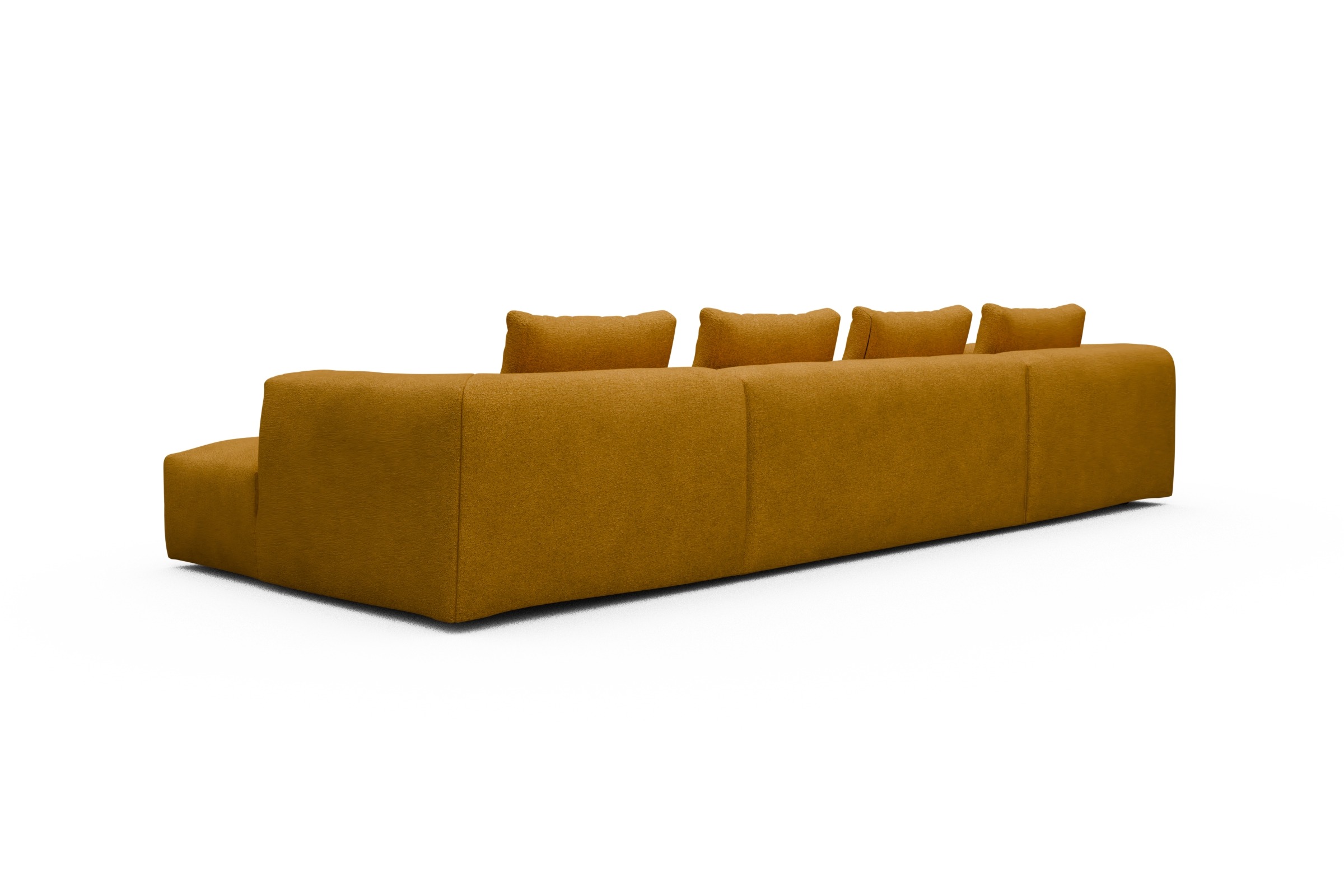 Wohnlandschaft Fred mit 2-Sitzer und Chaiselongue beidseitig Boucle-Ochre