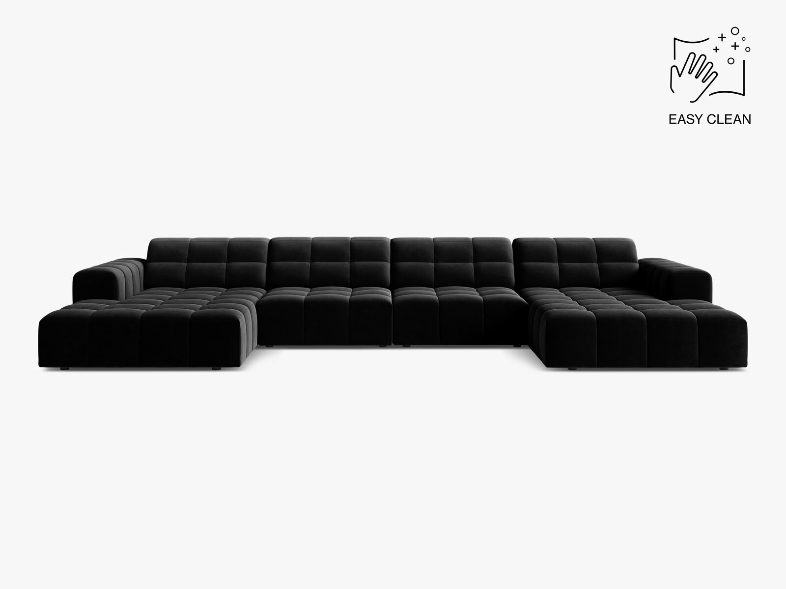 Micadoni Panorama Sofa Jennifer 6-Sitzer Samt Venus Schwarz