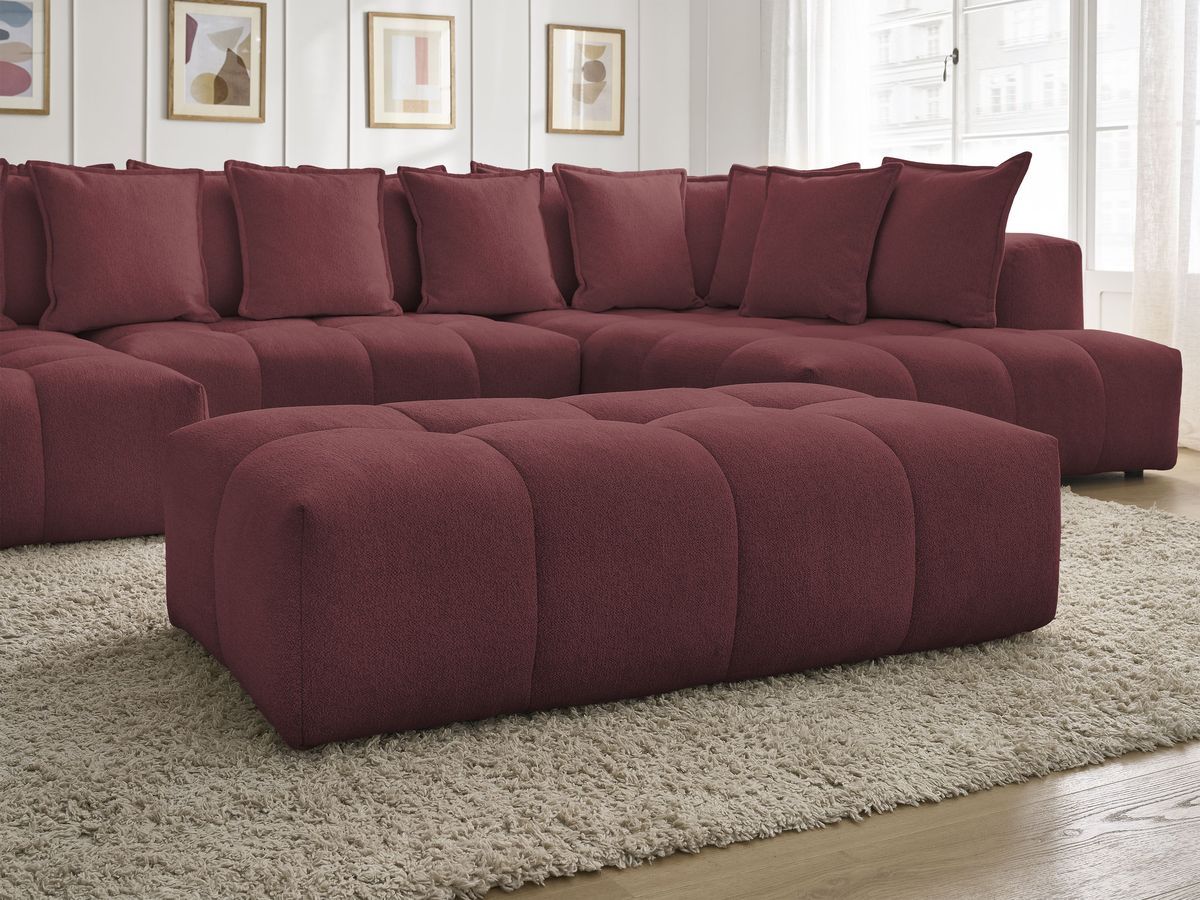 Bobochic Everest Wohnlandschaft mit Pouf, 14 Kissen Melange-Stoff Rot Ecke links