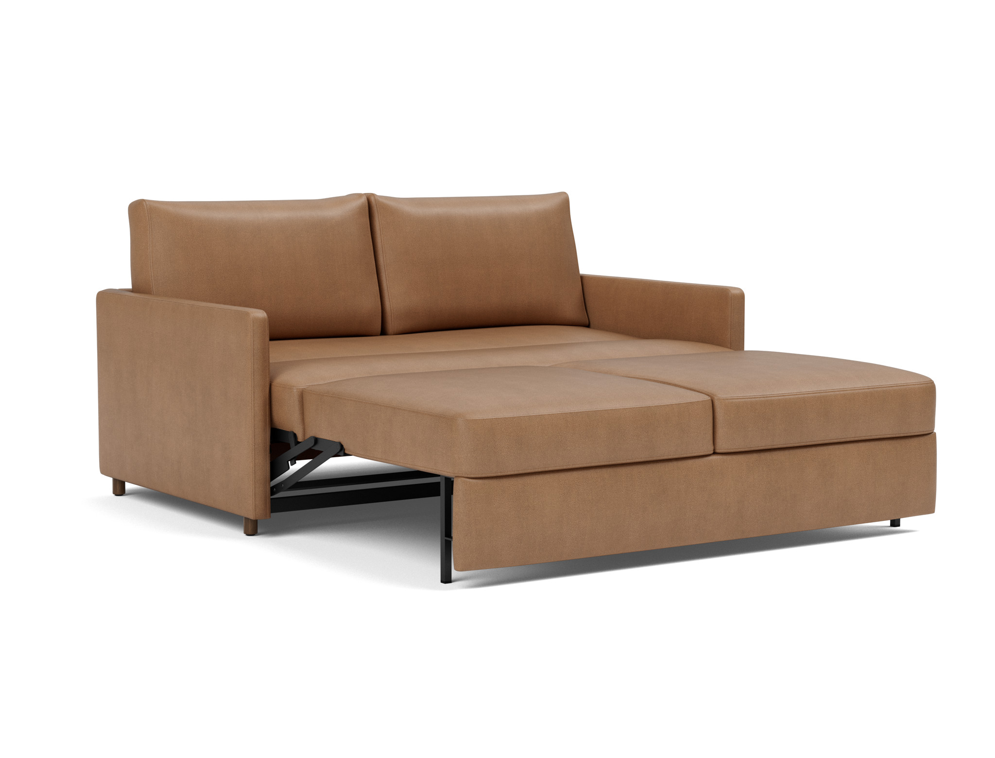 Schlafsofa Neah mit Slim-Armlehnen 160 Lederoptik Faunal 551-Brown