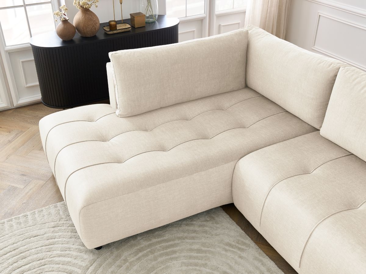 Bobochic Arsene Ecksofa mit Schlaffunktion und Bettkasten 277 × 200 cm Samt Beige Ecke links