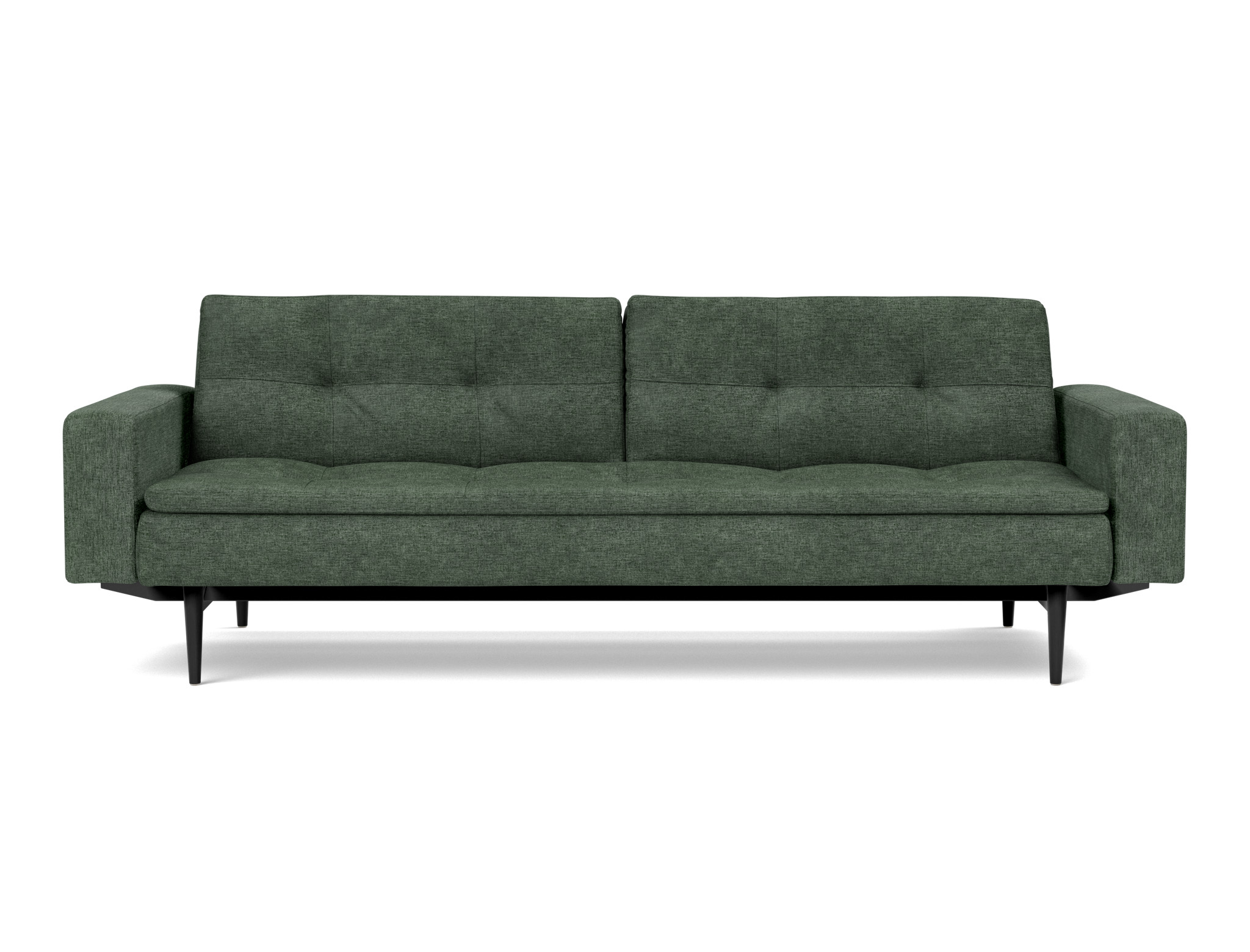 Schlafsofa Dublexo mit Armlehnen Flachgewebe Avella 281-Pine-Green Beine Styletto Eiche schwarz