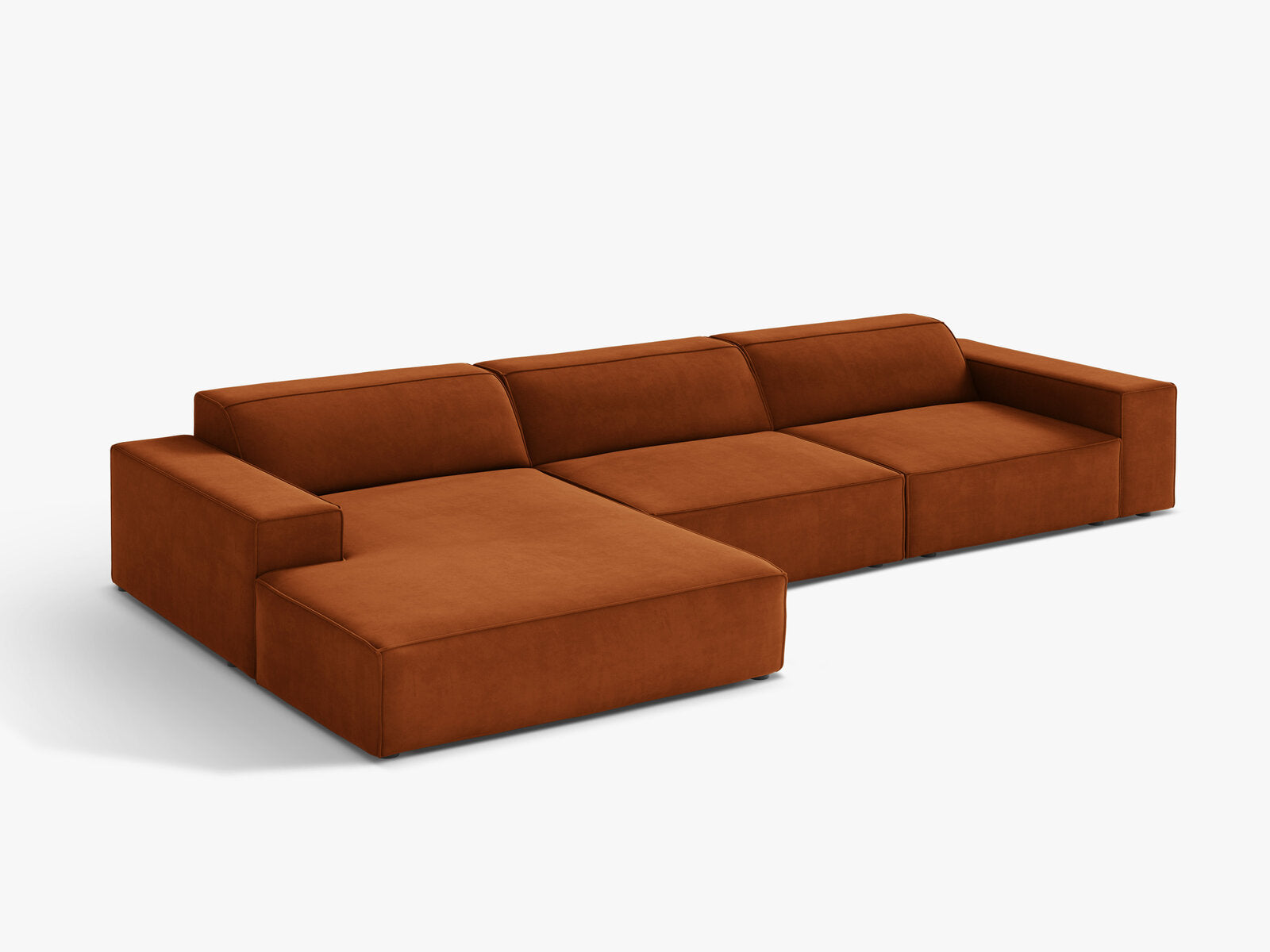 Micadoni Ecksofa Jodie 4-Sitzer Links Samt Bluvel Terrakotta