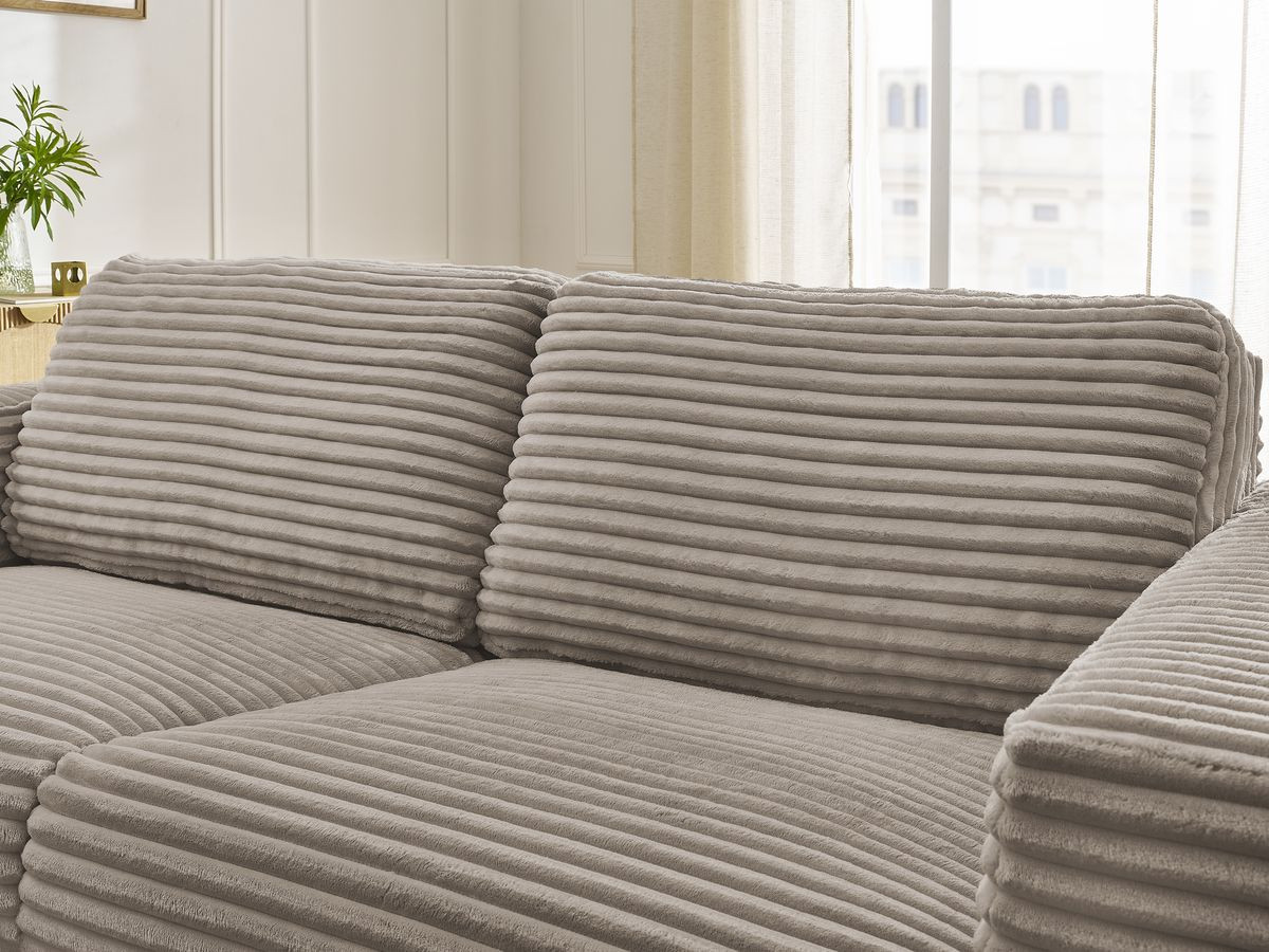 Bobochic Hugo Schlafsofa 3-Sitzer Cordsamt Taupe, Liegefläche 140 × 190 cm