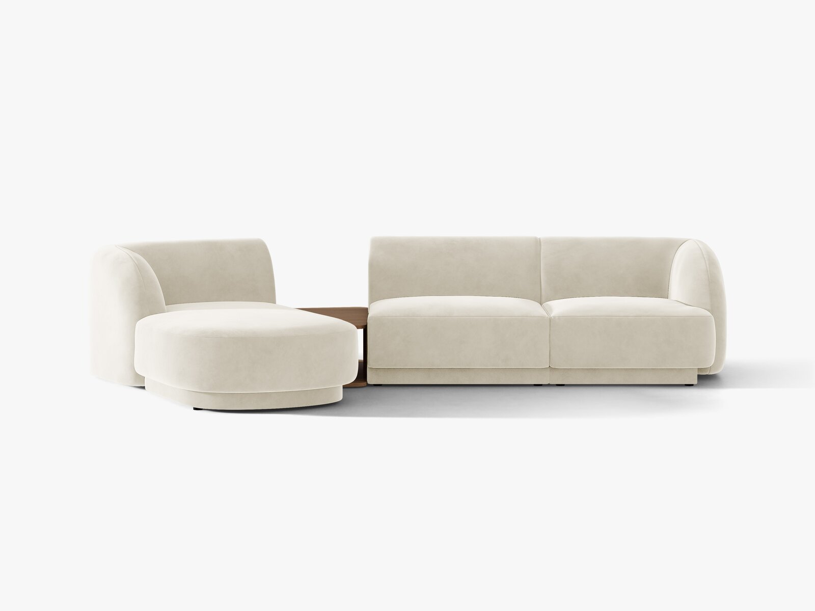 Micadoni Modulares Sofa Miley mit Recamiere 3-Sitzer Links Samt Bluvel Helles Beige