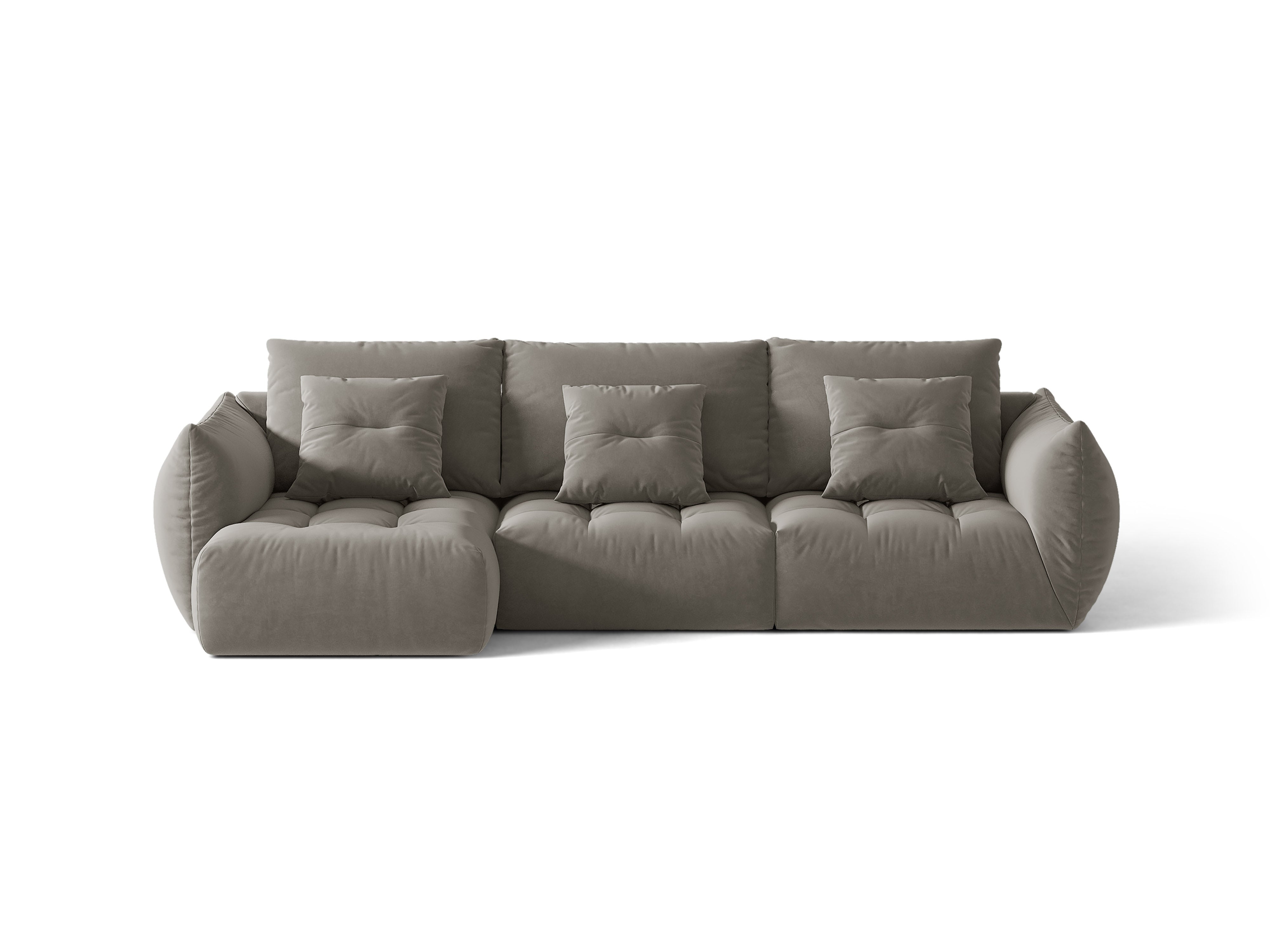 Micadoni Bloom Ecksofa 6-Sitzer Links Samt Casino Grau