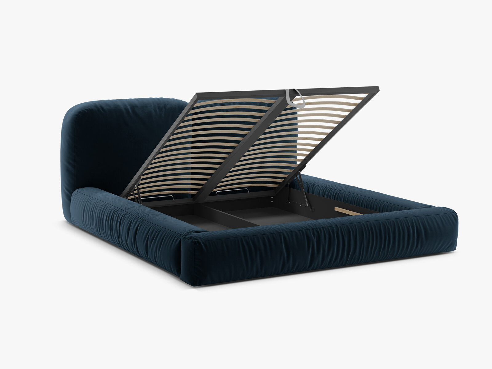 Micadoni Stauraumbett mit Kopfteil Martina Samt Vogue Dunkel Petrol 140x200