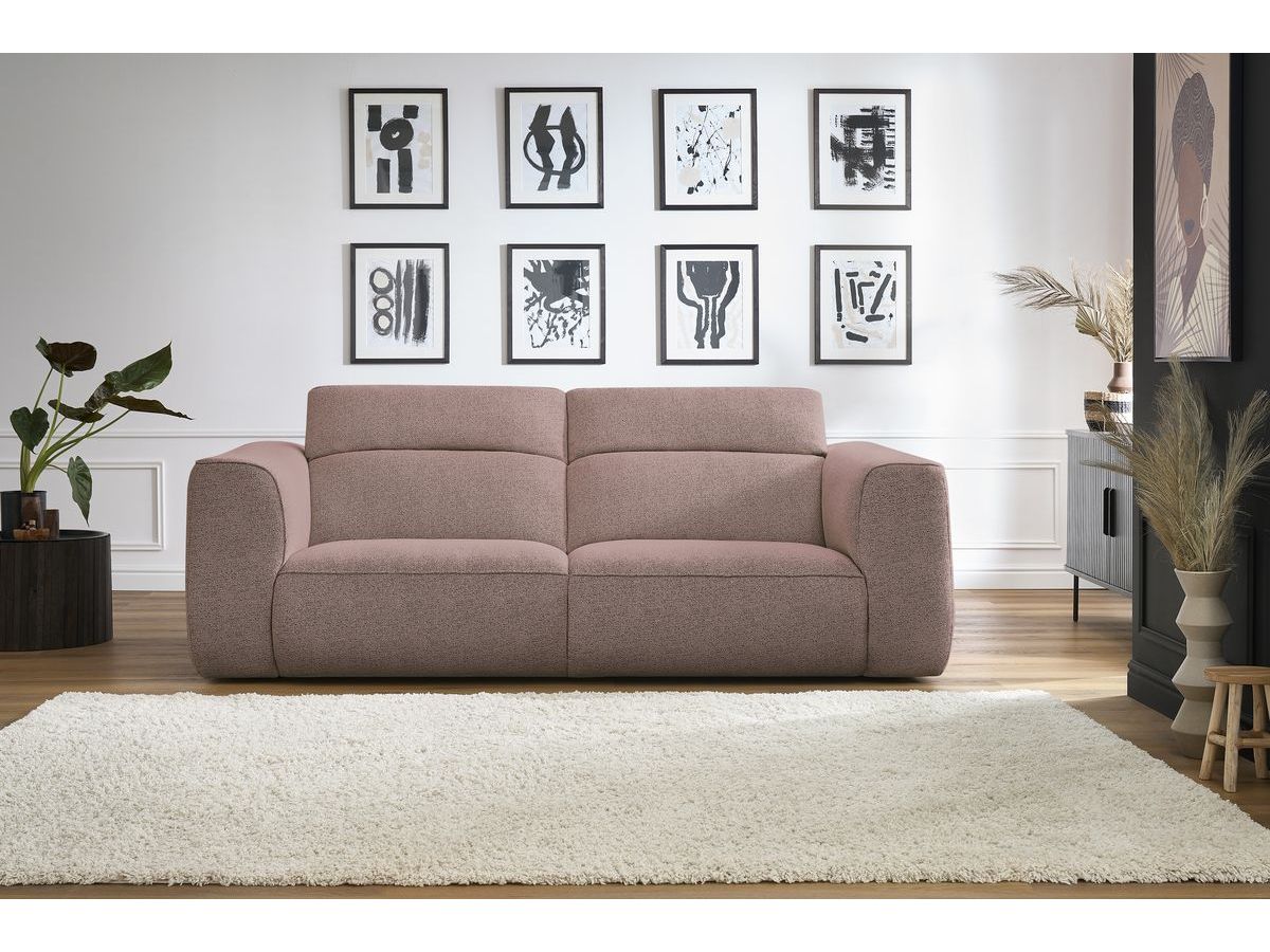 Bobochic William Sofa 3-Sitzer Melange-Stoff Rosa