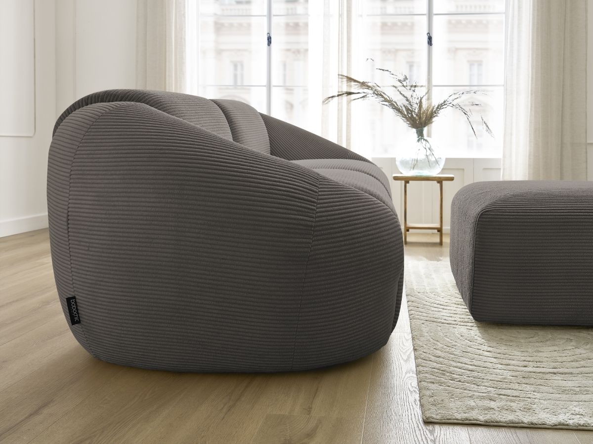 Bobochic Tina Sofa 4-Sitzer mit Pouf Cordsamt Taupe