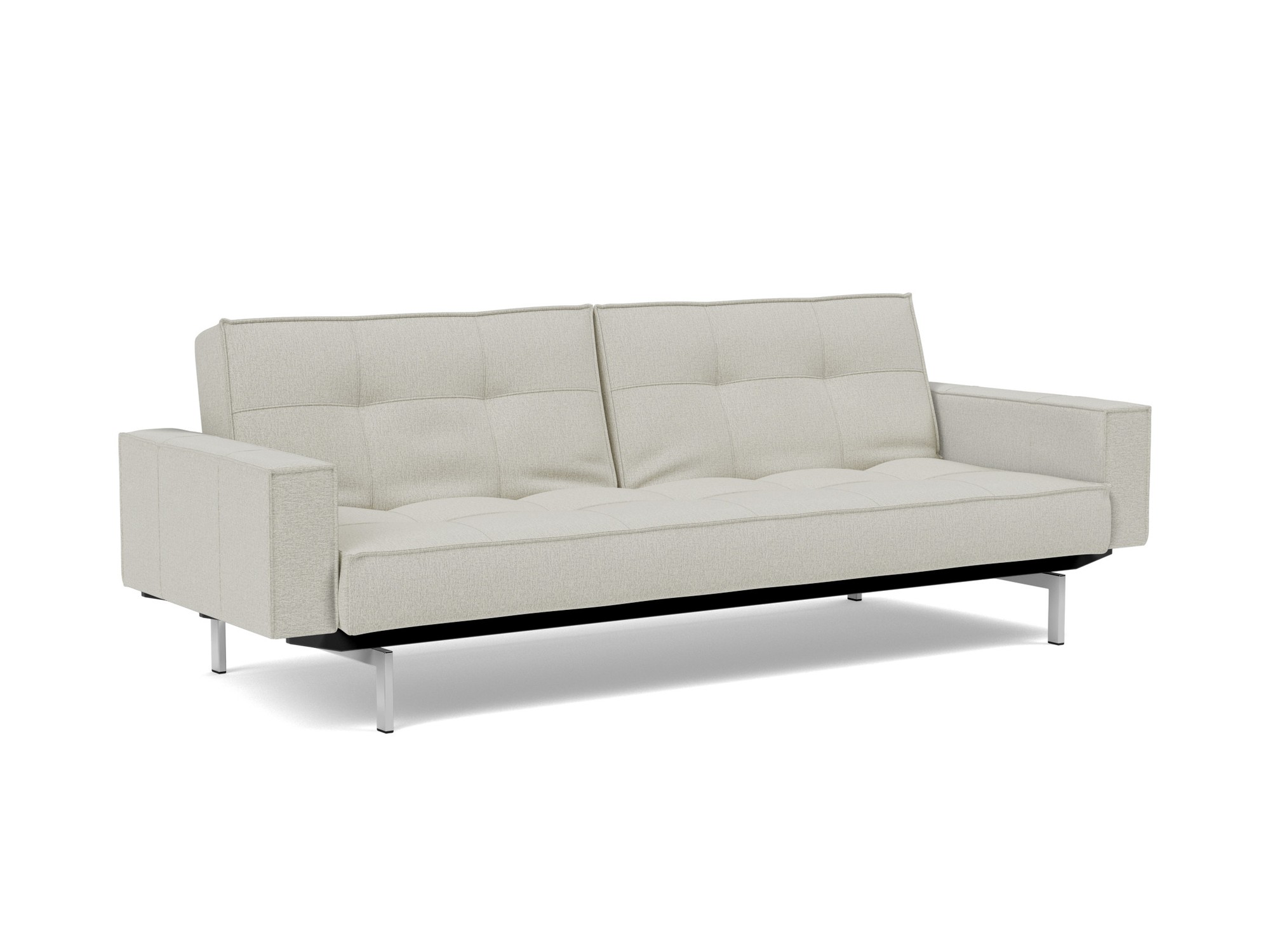 Schlafsofa Splitback mit Armlehnen Flachgewebe Mixed Dance 527-Natural Beine Chrom