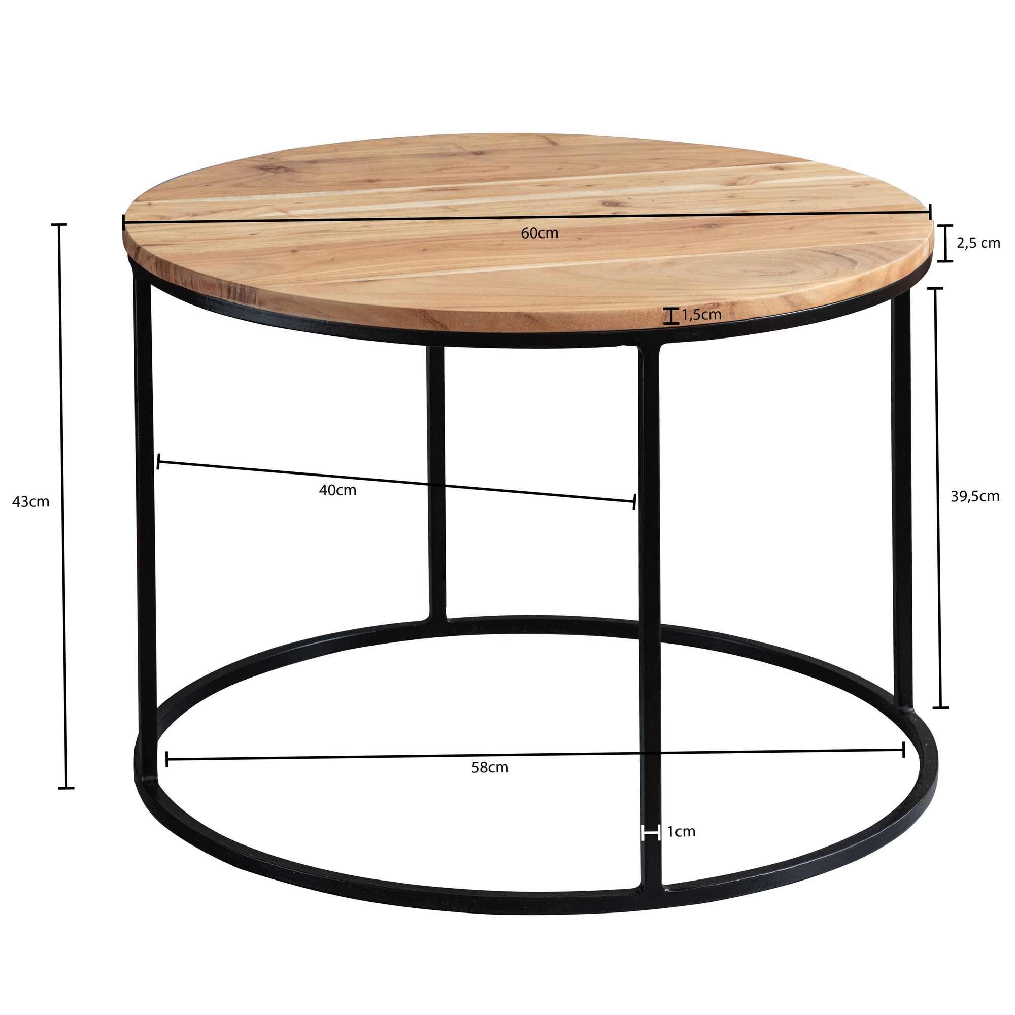 Couchtisch Mollerup Akazie Massivholz Ø 60 cm
