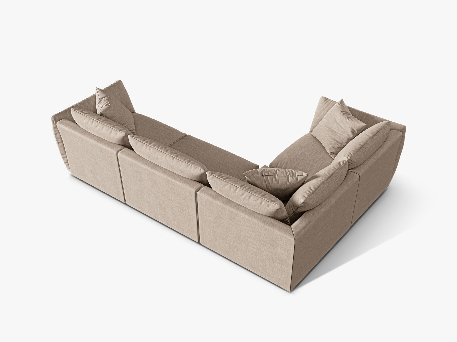 Micadoni Ecksofa Chris 4-Sitzer Links Strukturierter Stoff Sand