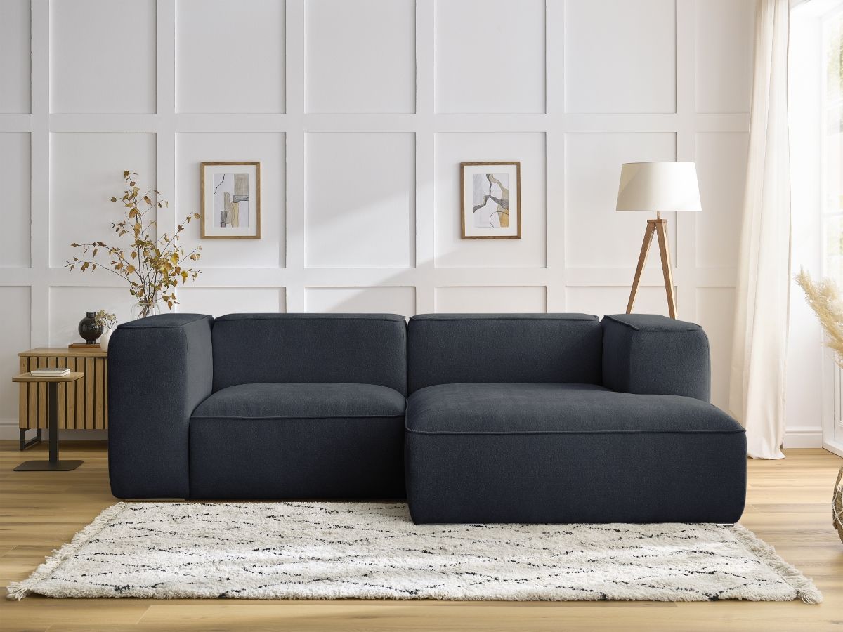 Bobochic Zephyr Ecksofa 260 × 165 cm Strukturstoff Dunkelblau Ecke rechts