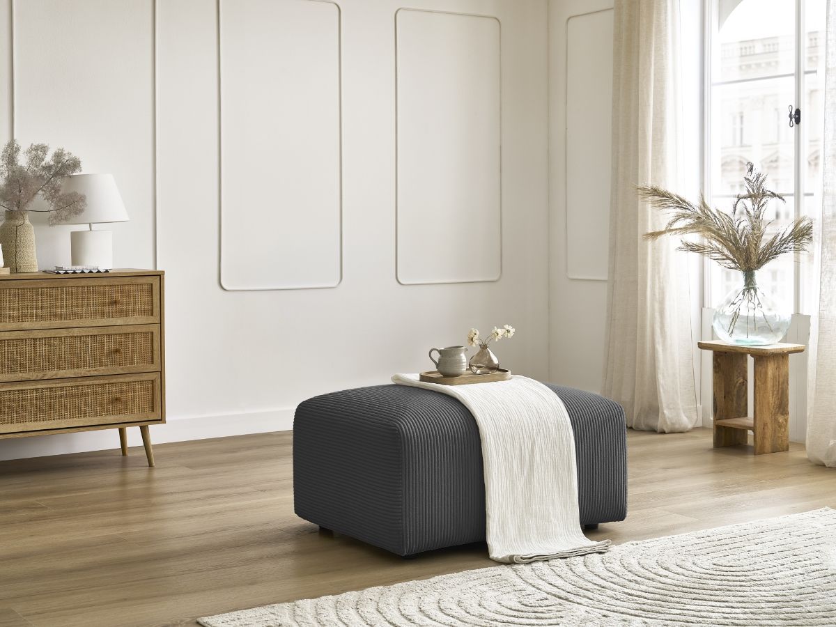 Bobochic Tina Pouf Cordsamt Dunkelgrau