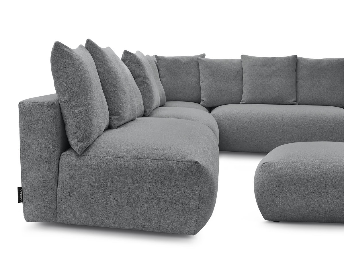 Bobochic Voltaire Ecksofa mit Pouf 322 × 268 cm Melange-Stoff Dunkelgrau Ecke rechts