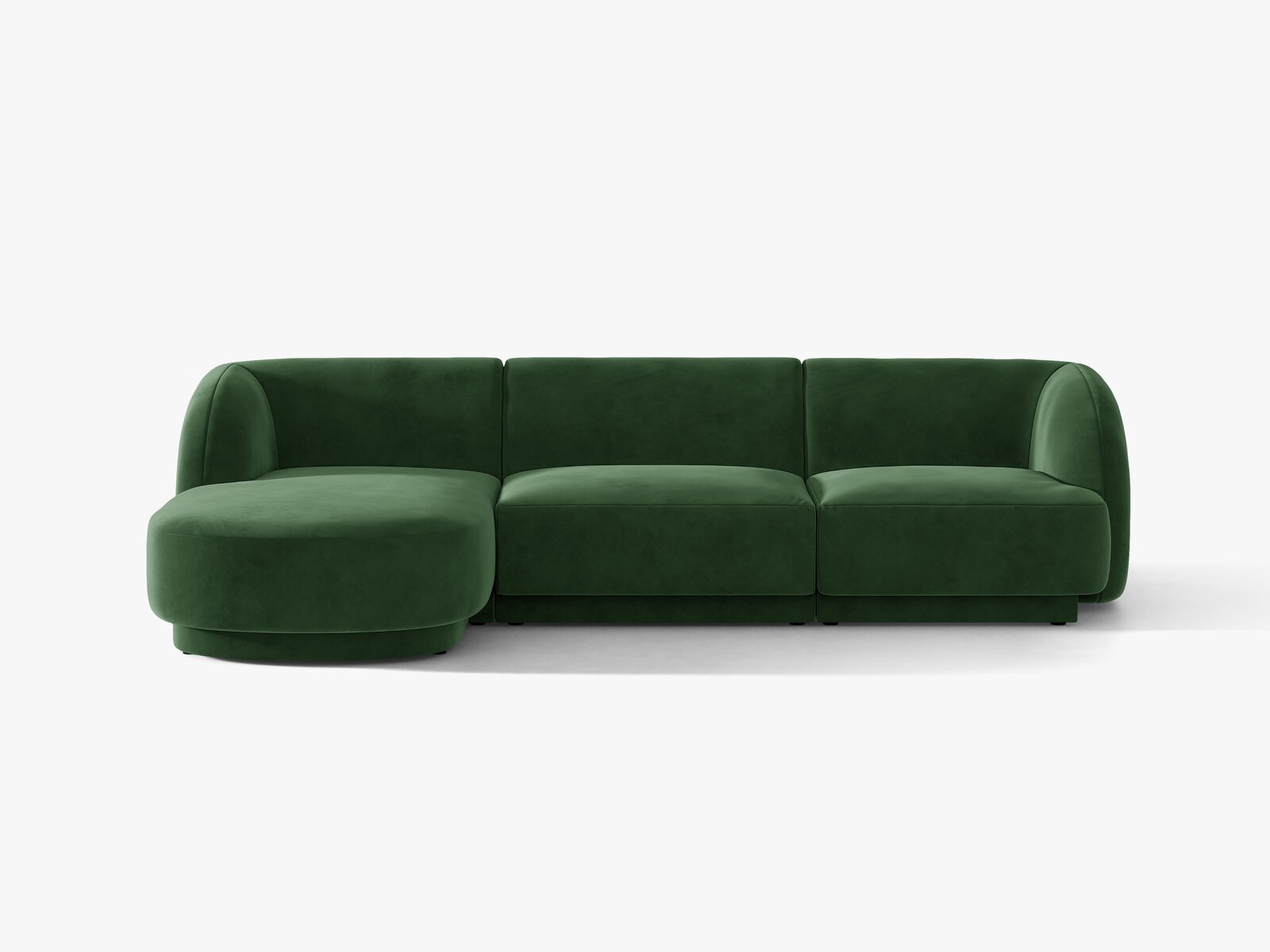 Micadoni Ecksofa Miley 4-Sitzer Samt Venus Flaschengrün Links