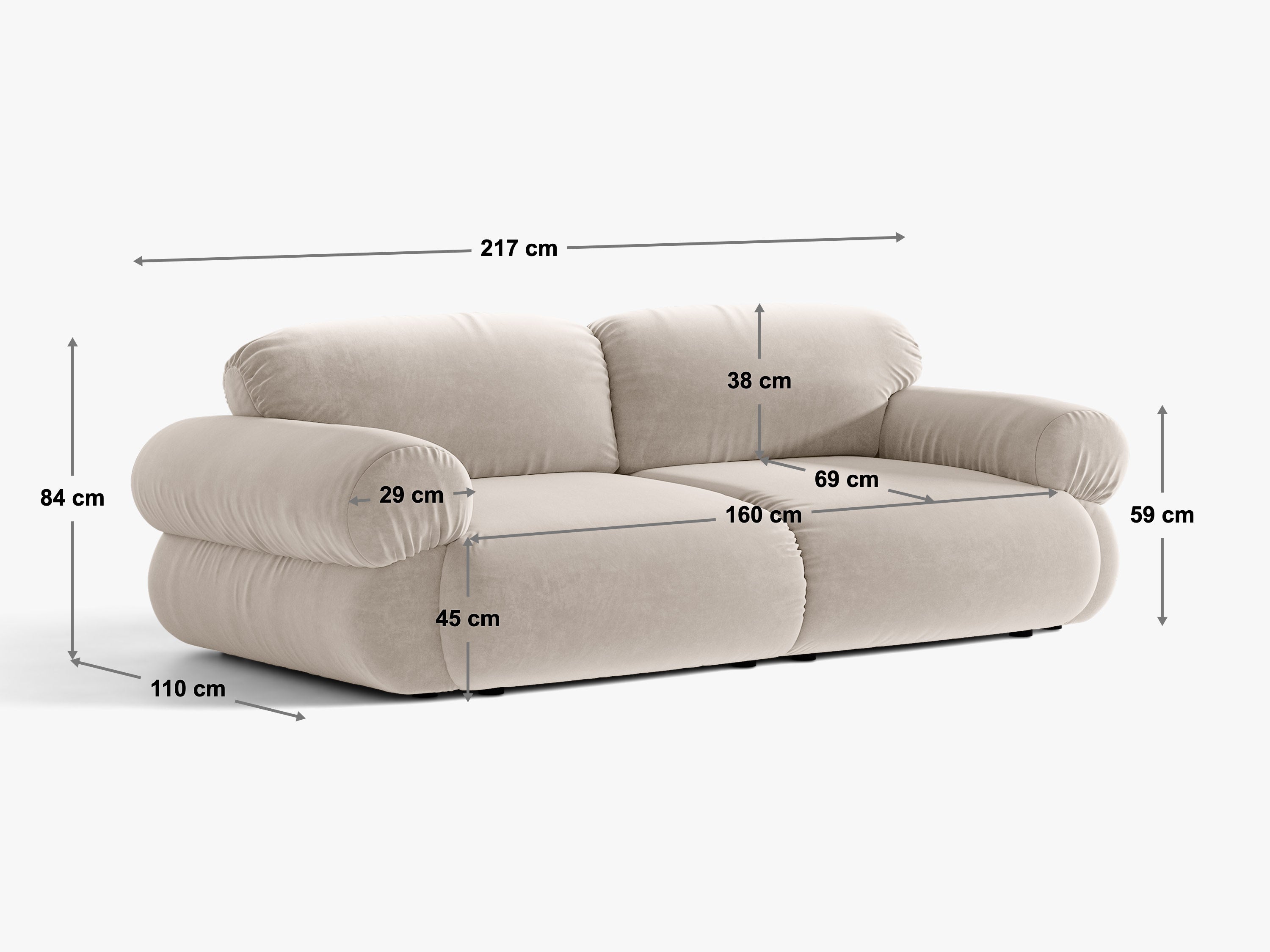 Micadoni Ophelia Sofa 3-Sitzer Samt Salvador Königsblau