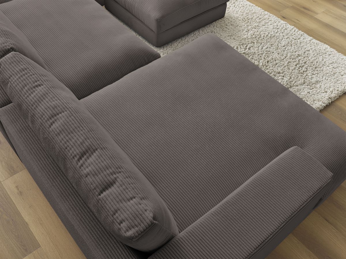 Bobochic Leonard Wohnlandschaft mit Pouf 404 × 159 cm Cordsamt Braun