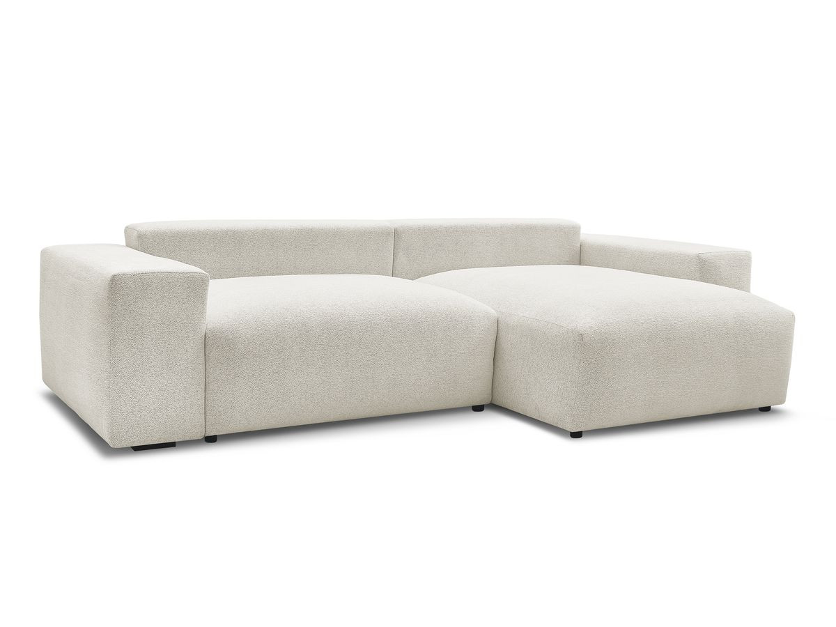 Bobochic Voltaire Ecksofa mit Schlaffunktion und Bettkasten Melange-Stoff Weiß