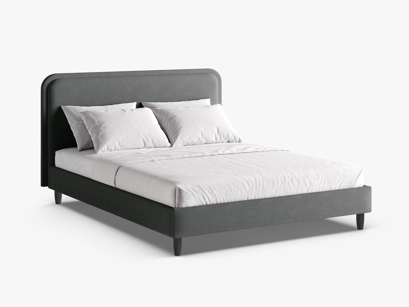 Micadoni Stauraumbett mit Kopfteil Aveline Strukturierter Stoff Wind Dunkelgrau 160x200