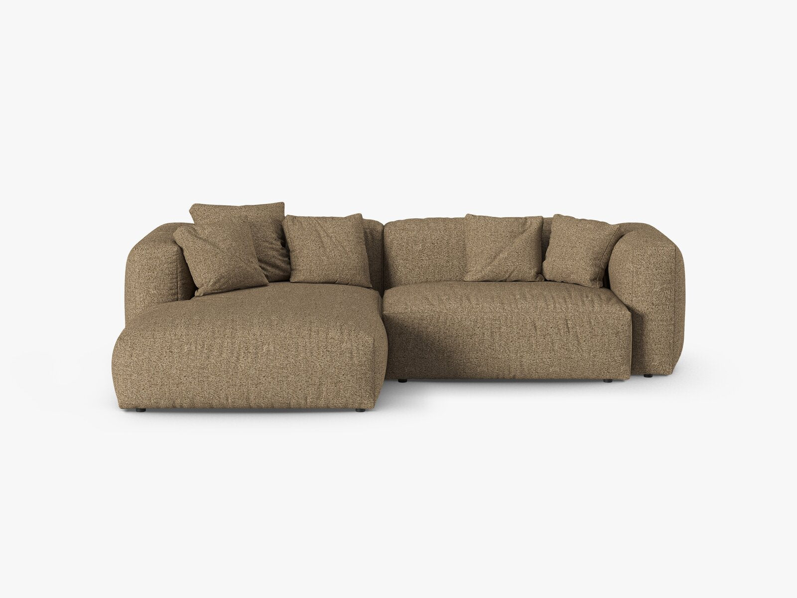 Micadoni Ecksofa Martina 2-Sitzer 90cm Sitztiefe Links Boucle Monet Cappuccino