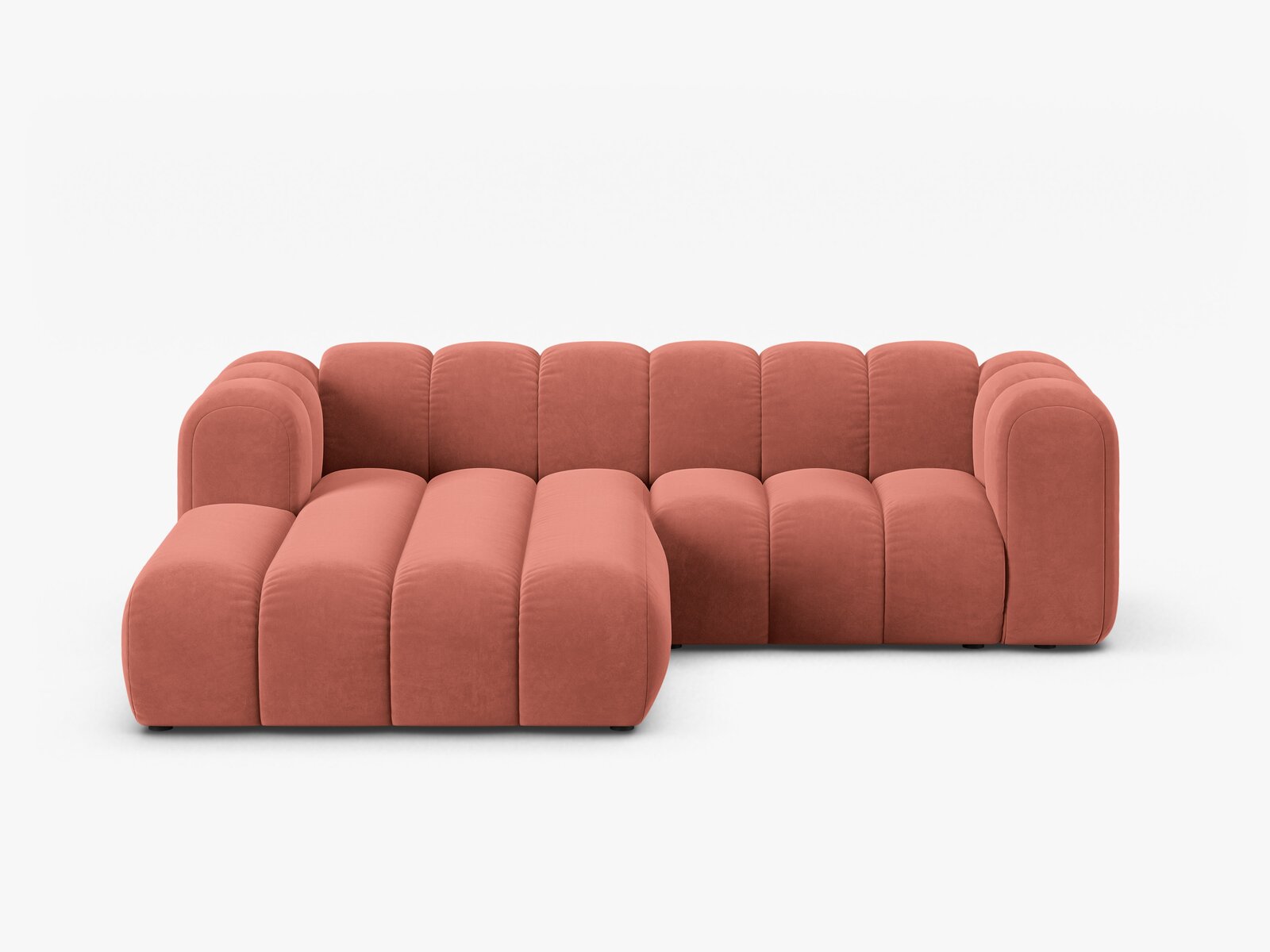 Micadoni Modulares Ecksofa Lupine 3-Sitzer Links Samt Salvador Koralle