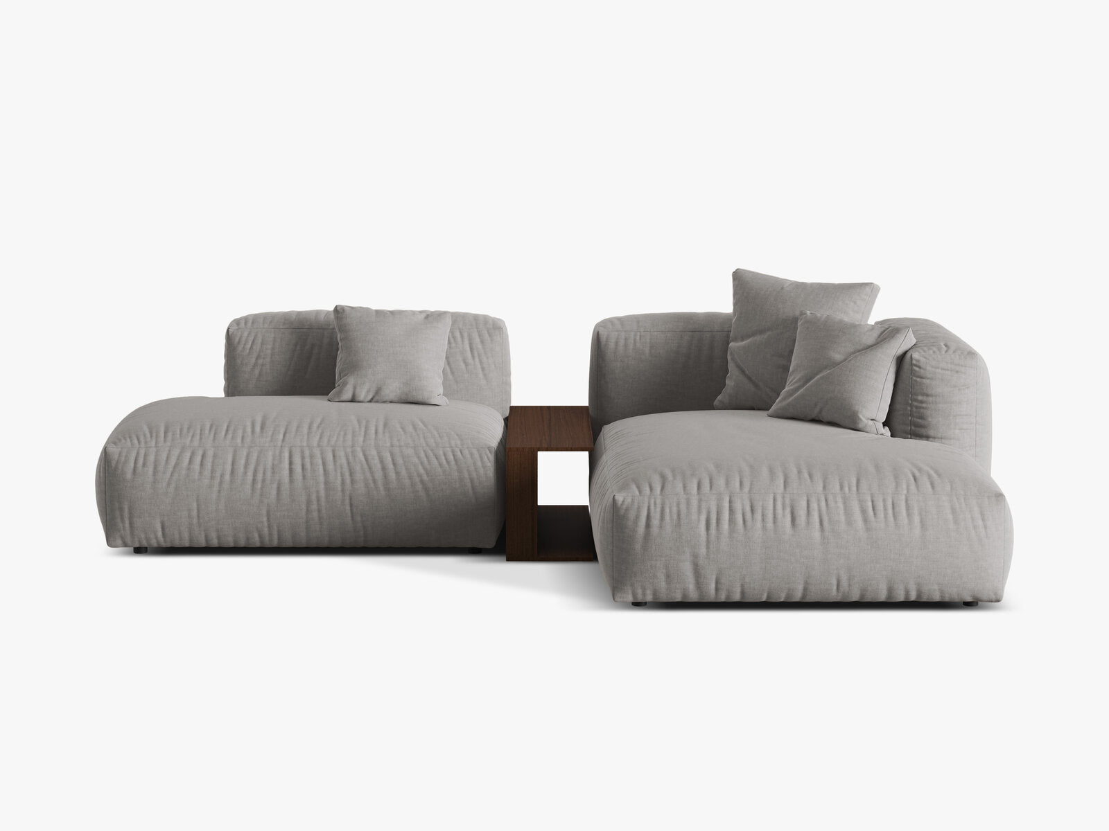 Micadoni Ecksofa Martina 2-Sitzer mit Couchtisch Rechts Strukturierter Stoff Hellgrau