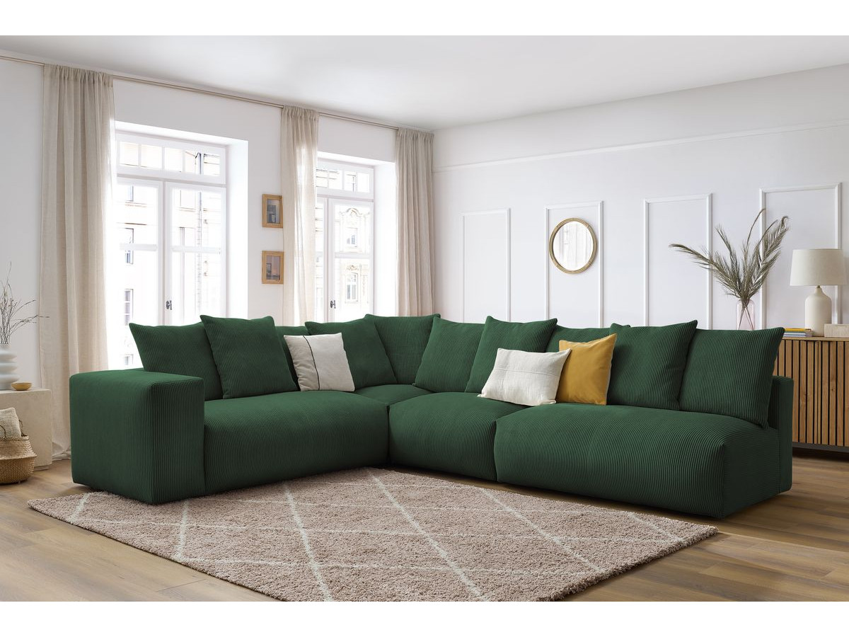 Bobochic Voltaire Ecksofa 322 × 268 cm Cordsamt Grün Ecke links