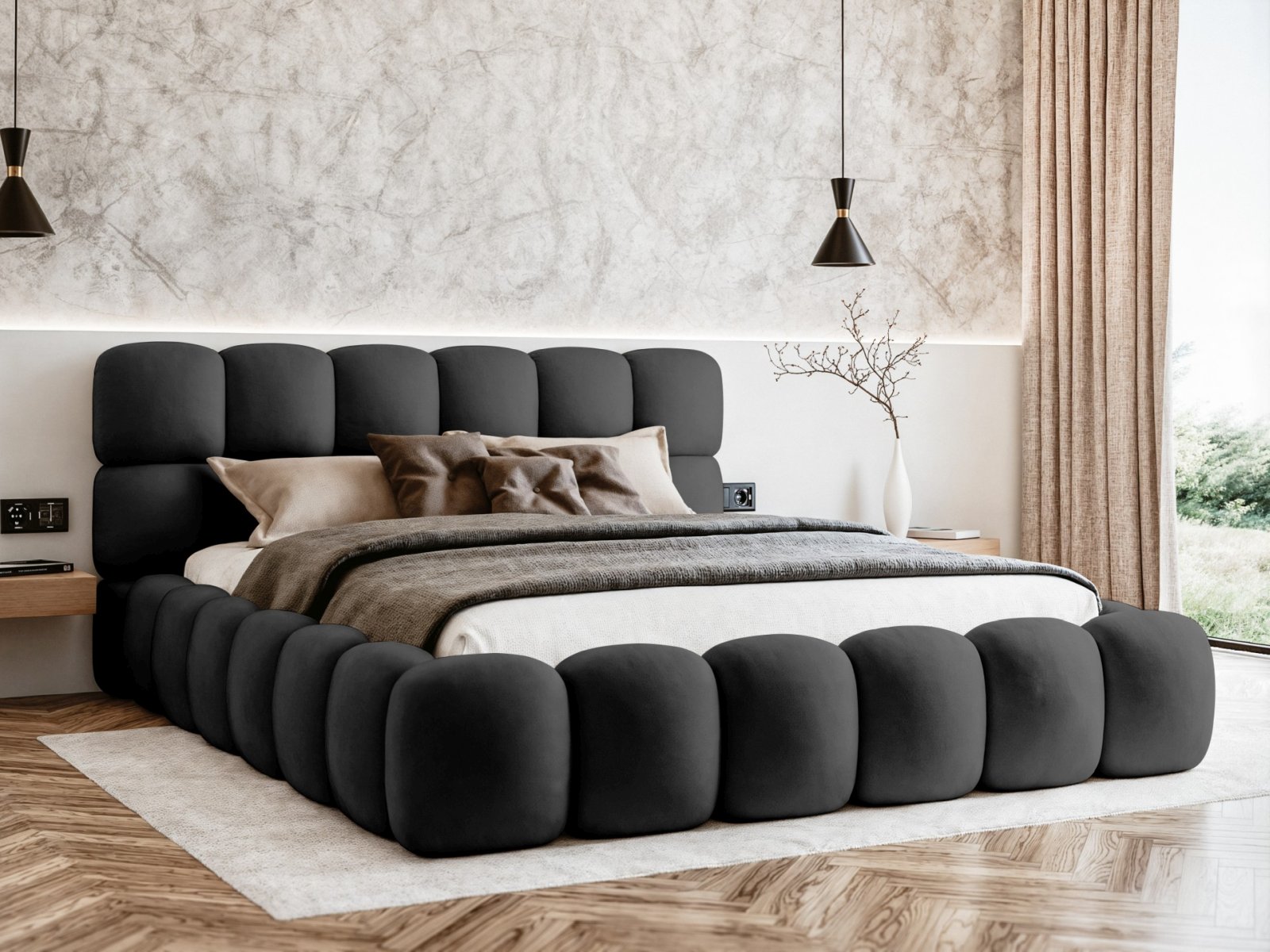 Polsterbett VENTO Piano 180 mit Holzrahmen Piano 17 Schwarz moebelfaktor