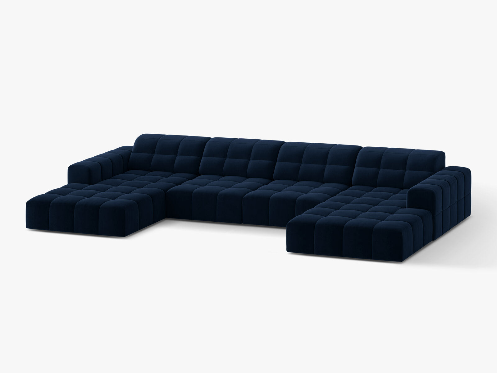 Micadoni Panorama Sofa Jennifer 6-Sitzer Samt Bluvel Königsblau
