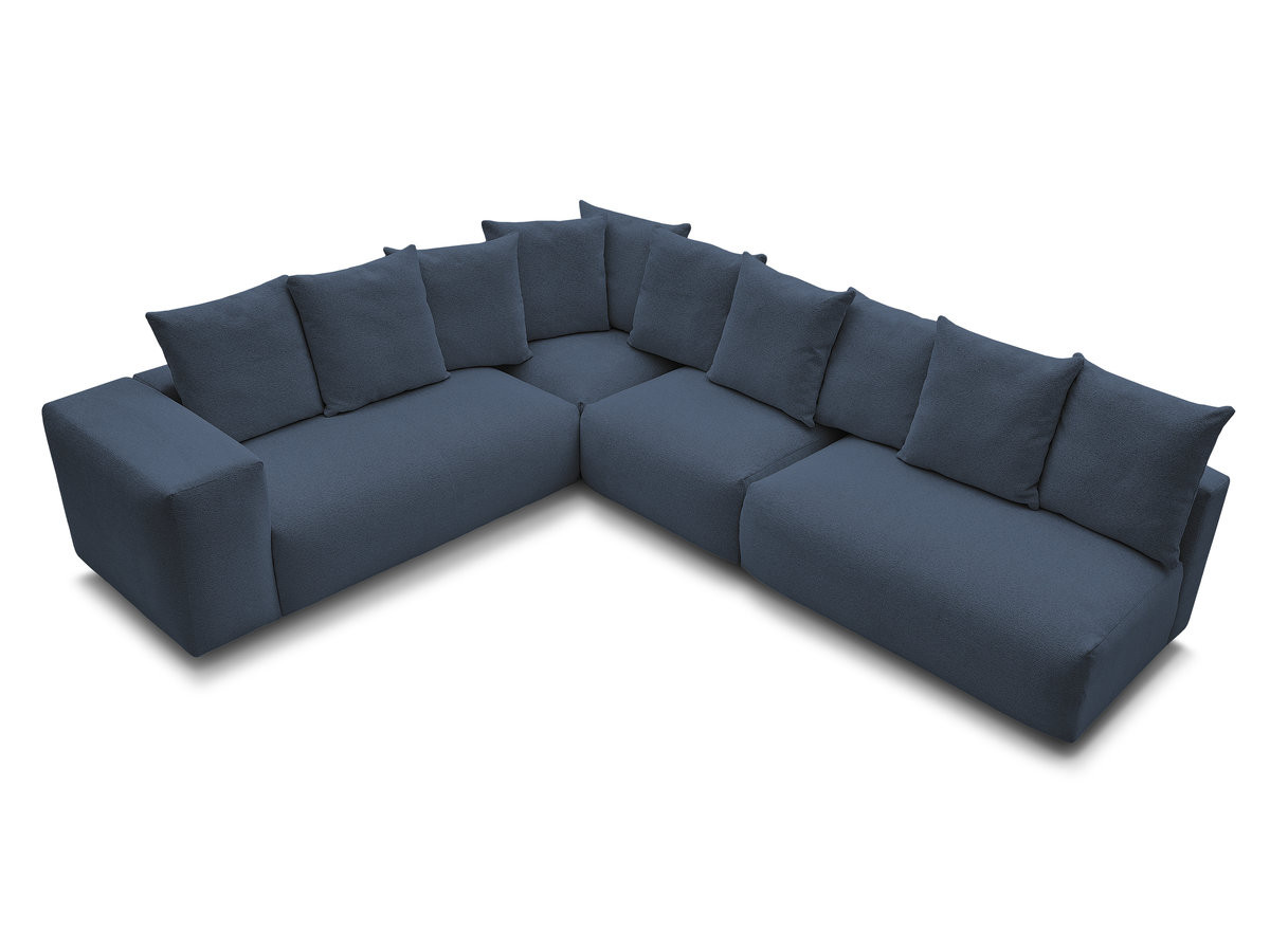 Bobochic Voltaire Ecksofa 322 × 268 cm Melange-Stoff Dunkelblau Ecke links