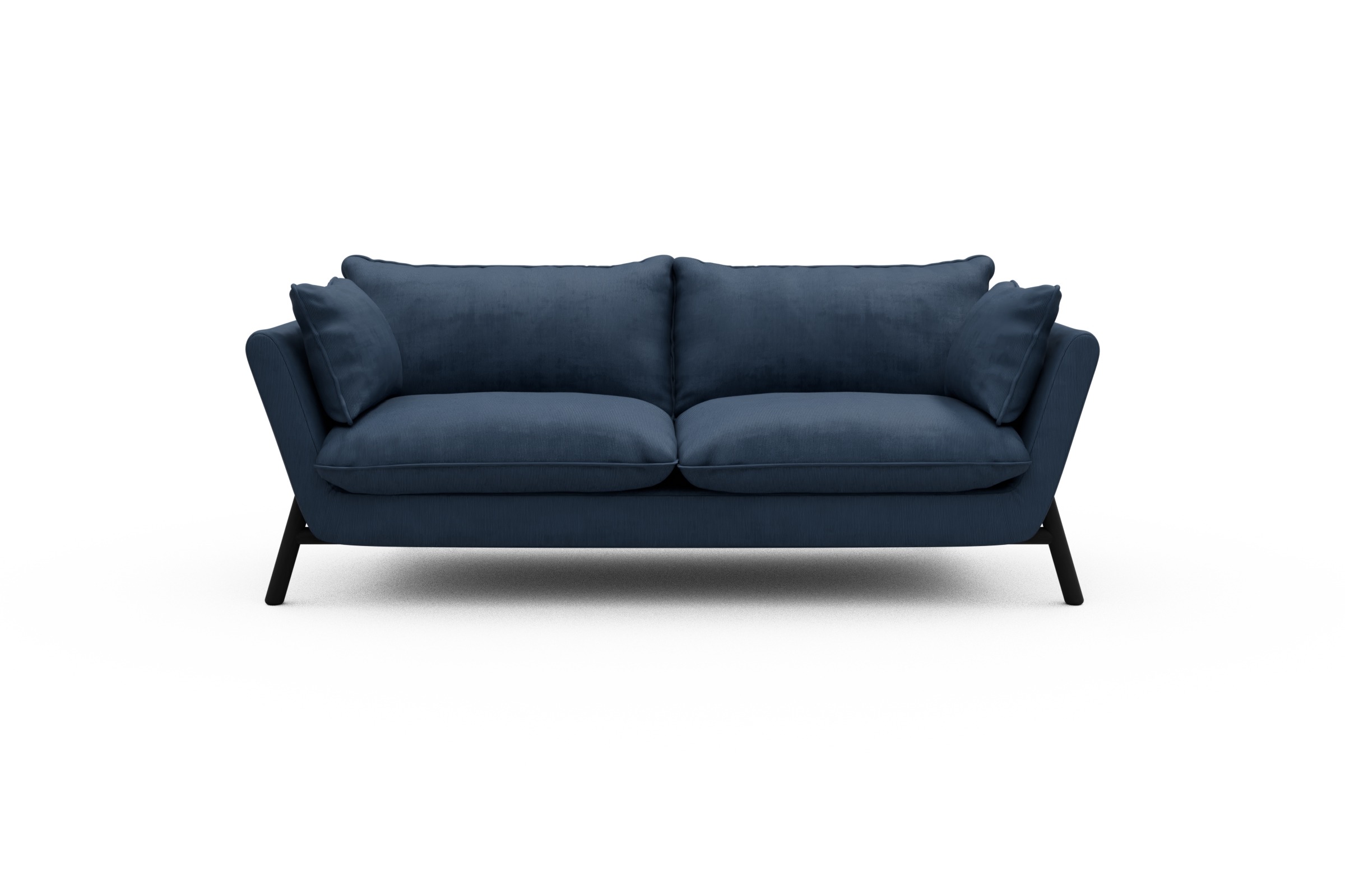 Skandi Home Sofa Emil PREMIUM 2-Sitzer Beinfarbe Eiche Schwarz Cordufine-Royal-Blue moebelfaktor