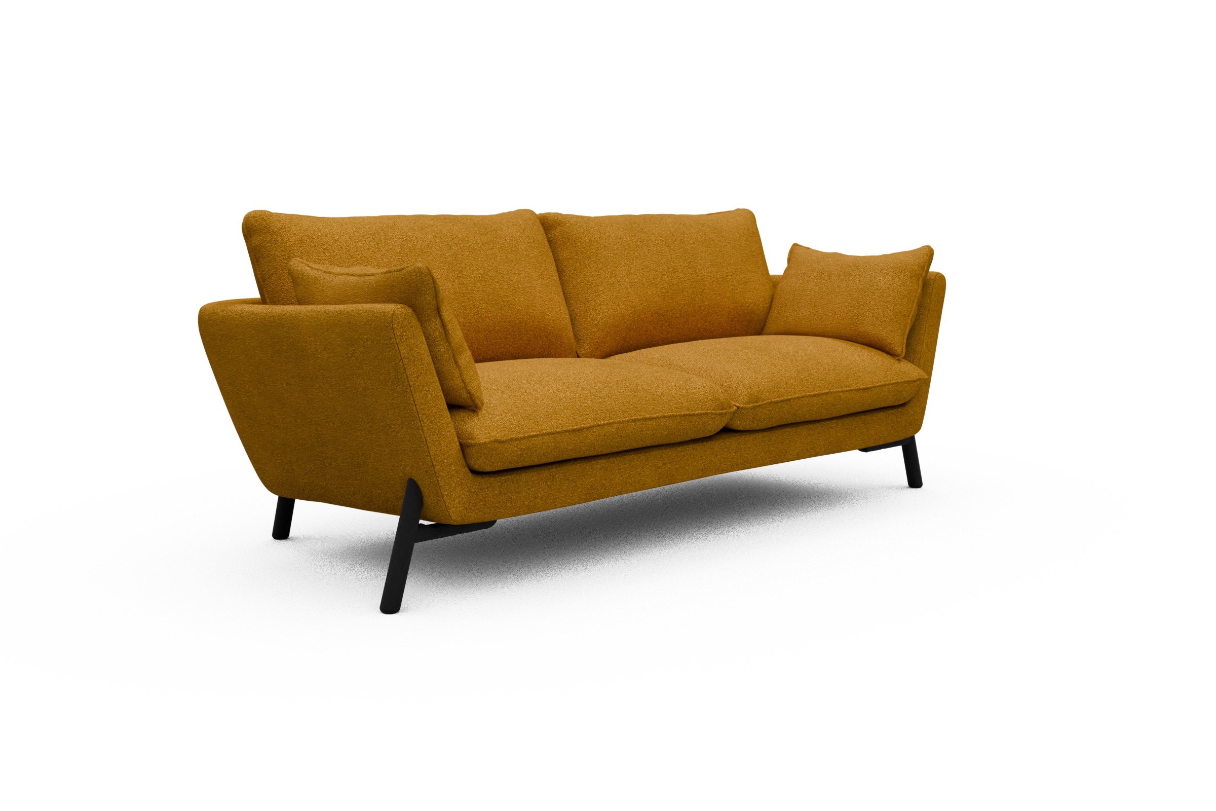 Sofa Emil 3-Sitzer Beinfarbe Eiche Schwarz Boucle-Ochre