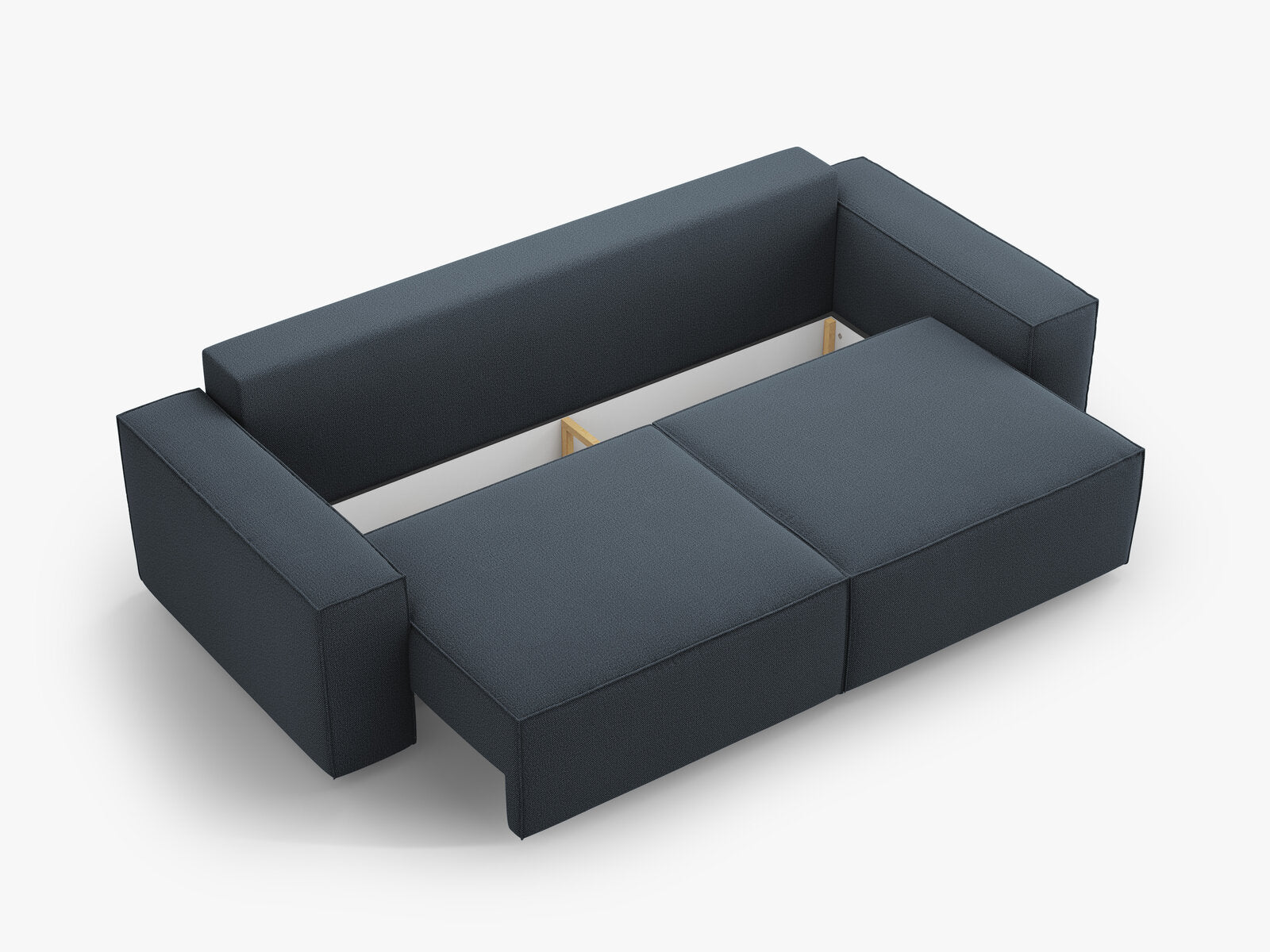 Micadoni Schlafsofa Jodie 3-Sitzer Strukturierter Stoff Blau