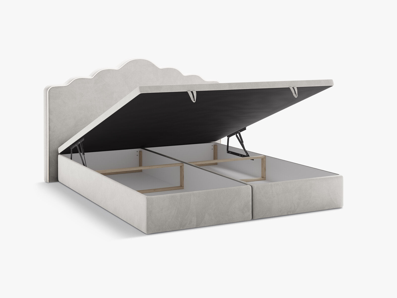 Micadoni Dream Boxspringbett mit Bettkasten und Kopfteil Samt Magic Velvet Elfenbein / Hellgrau 140x200