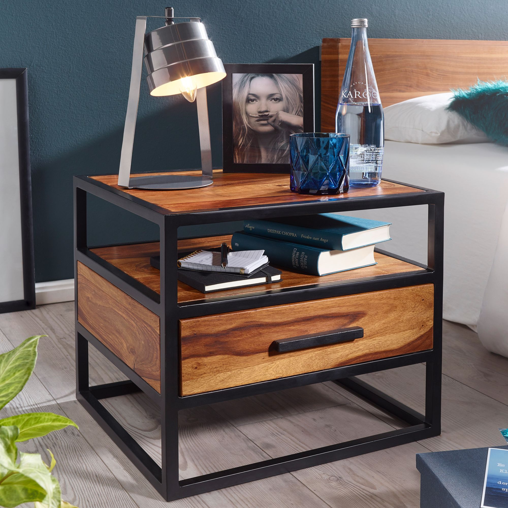 Nachttisch Bryrup Sheesham Massivholz 50 × 45 × 45 cm