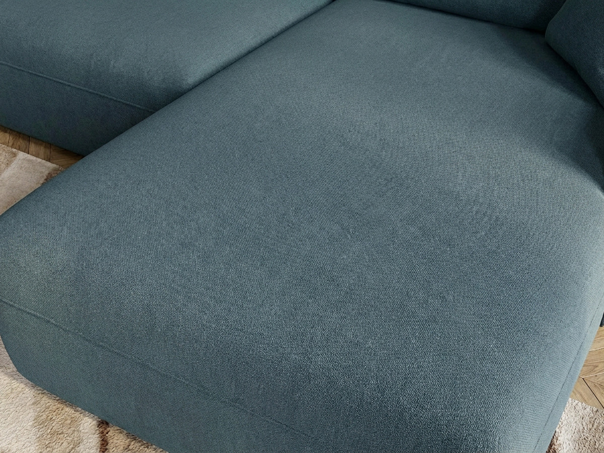 Bobochic Luigi Ecksofa mit Pouf Strukturstoff Blau Ecke rechts