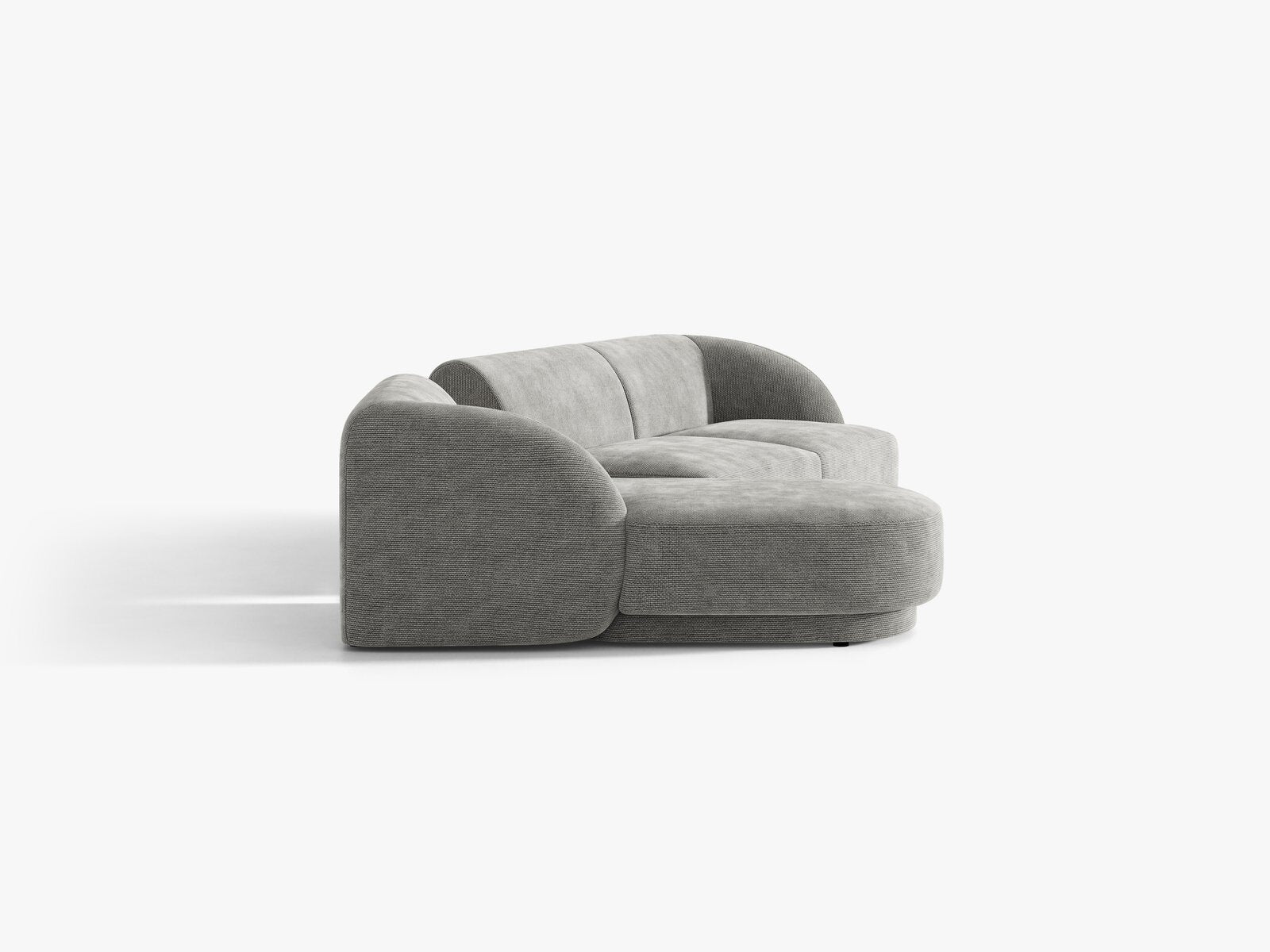 Micadoni Modulares Sofa Miley mit Recamiere 3-Sitzer Links Chenille Eden Hellgrau