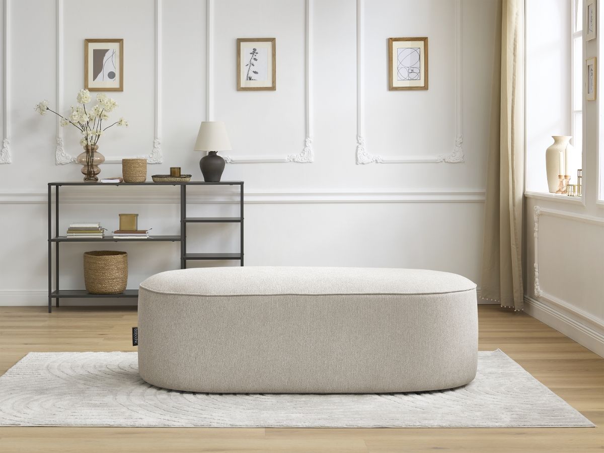 Bobochic Rousseau Pouf Melange-Stoff Beige