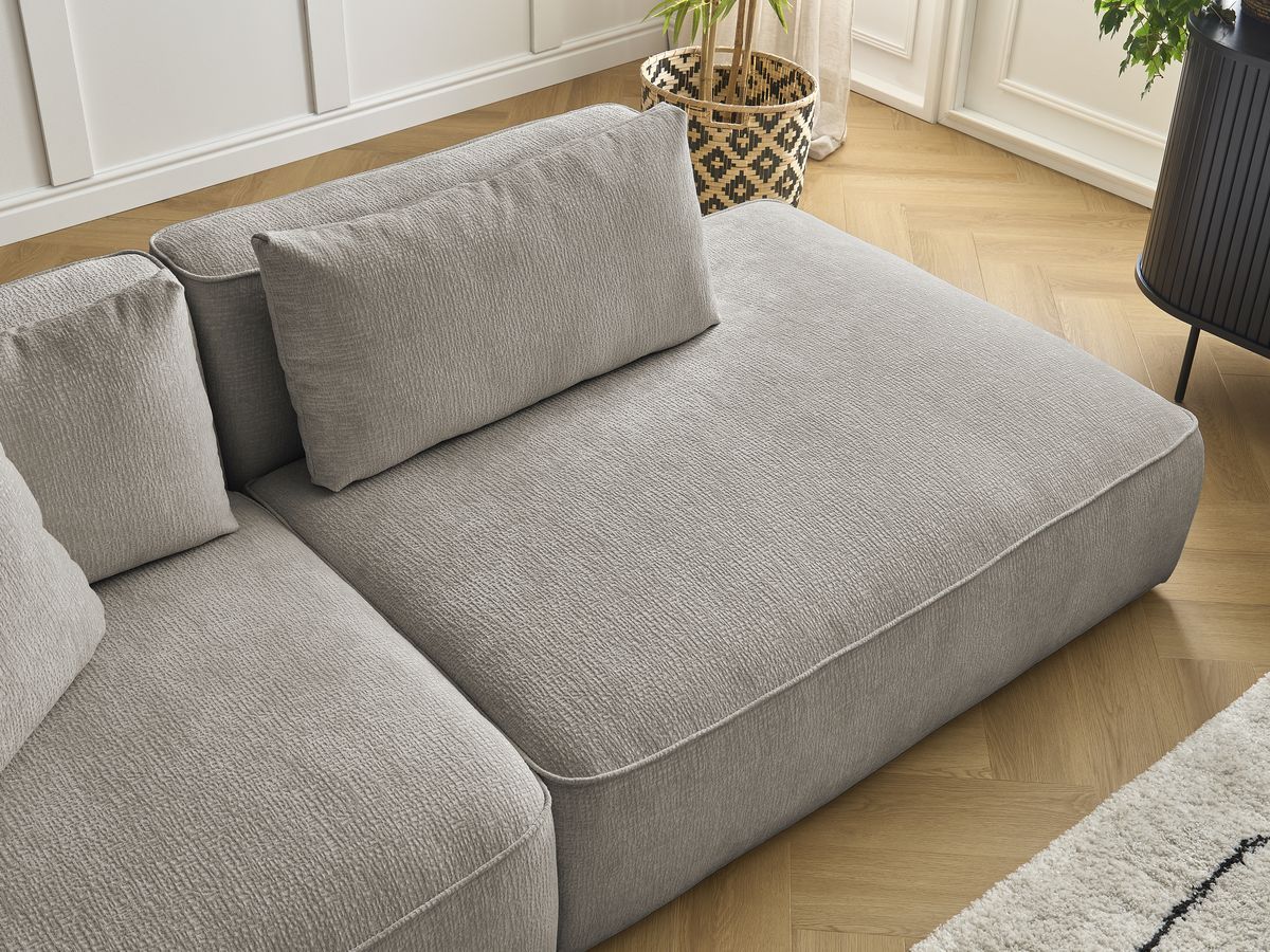 Bobochic Leopold Sofa 3-Sitzer Strukturstoff Taupe Armlehne links