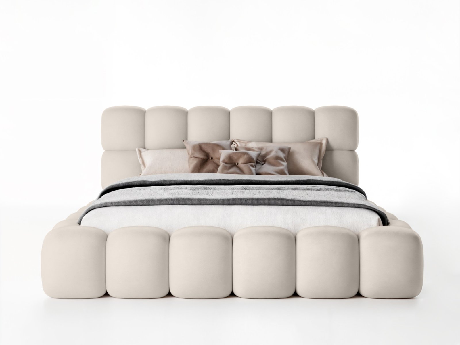 Polsterbett Vento Samtstoff 160x200 mit Metallrahmen Piano 02 Helles Beige