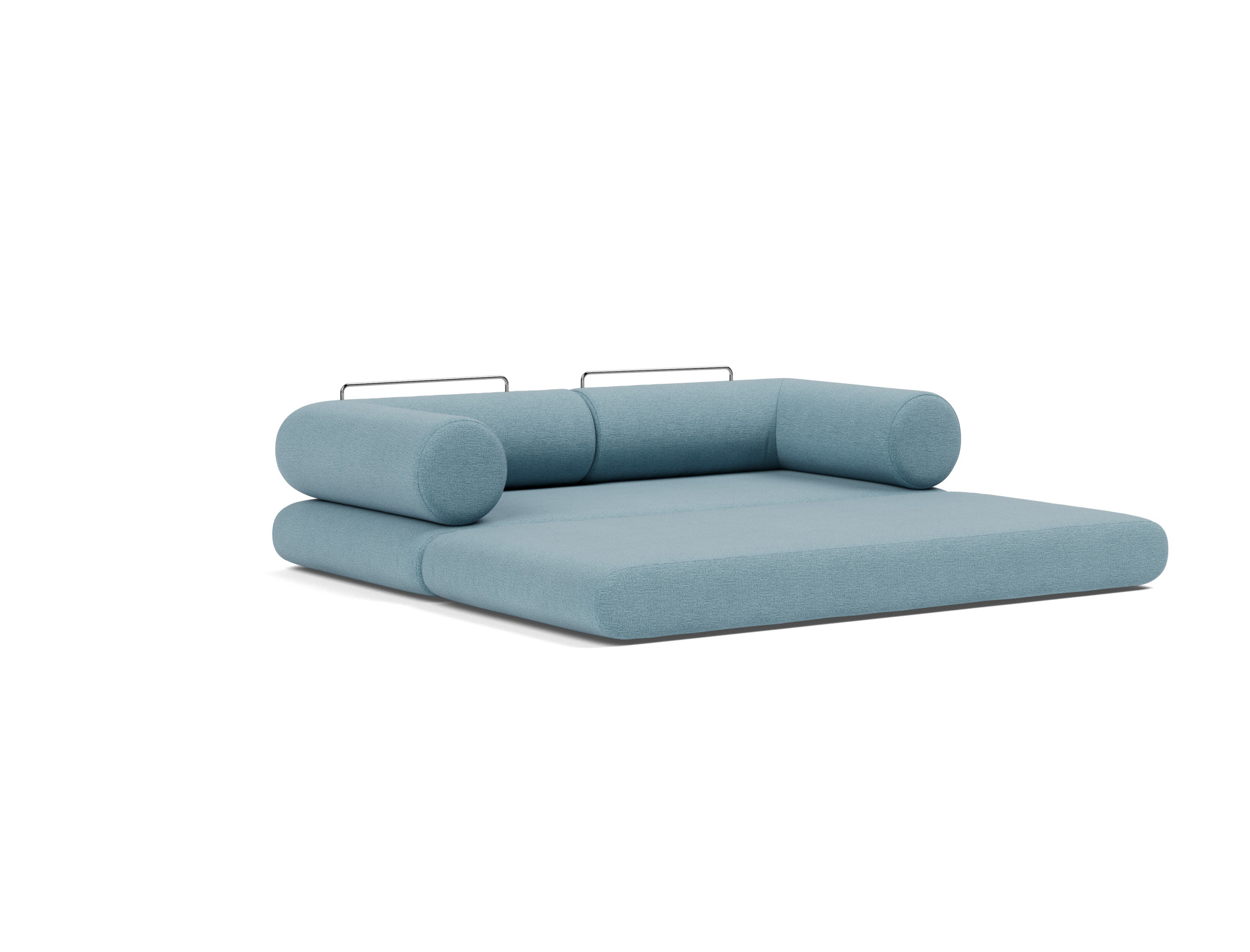 Tagesbett Circlus mit L-förmigen Armlehnen Flachgewebe Mixed Dance 525-Light-Blue