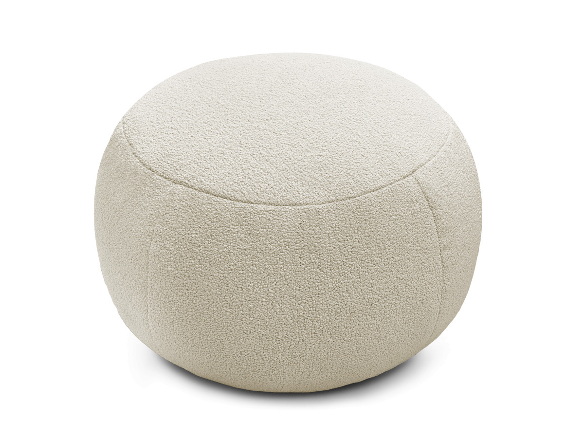 Bobochic Hayden Pouf, rund Bouclé-Stoff Beige, 60 cm
