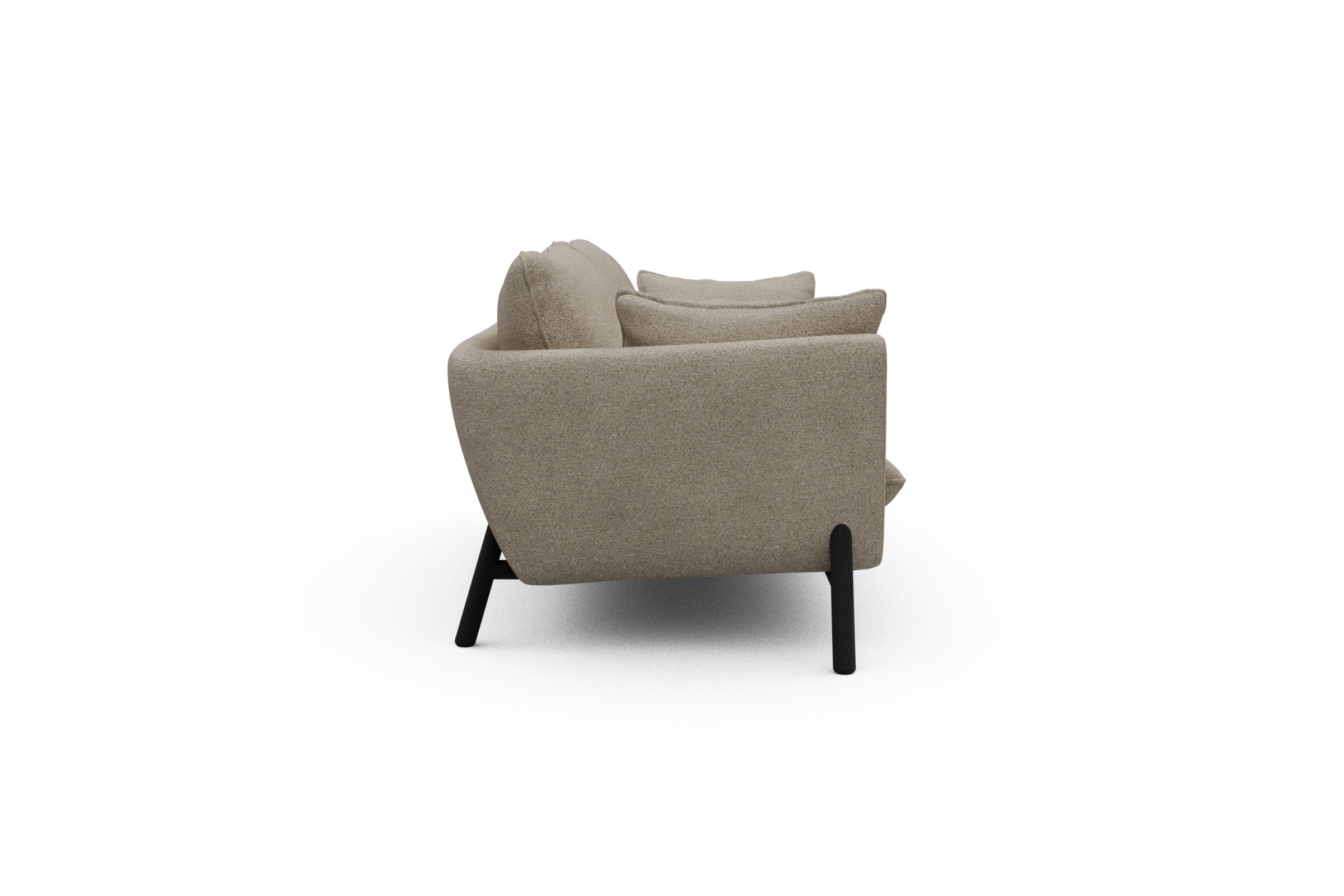 Sofa Emil 2-Sitzer Beinfarbe Eiche Schwarz Boucle-Beige