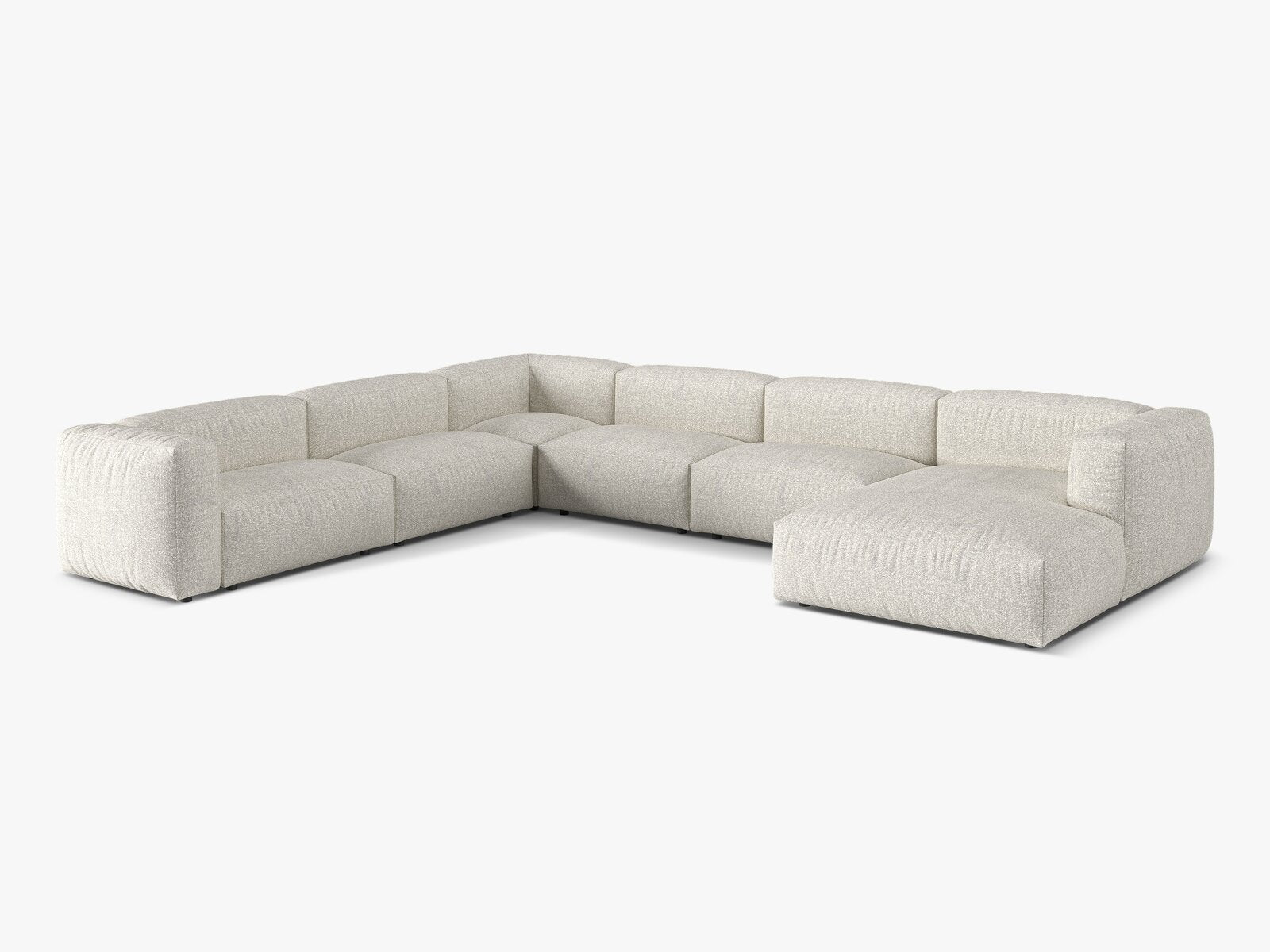 Micadoni modulares Ecksofa XL Martina 6-Sitzer Links Boucle Monet Grau Beige Melange